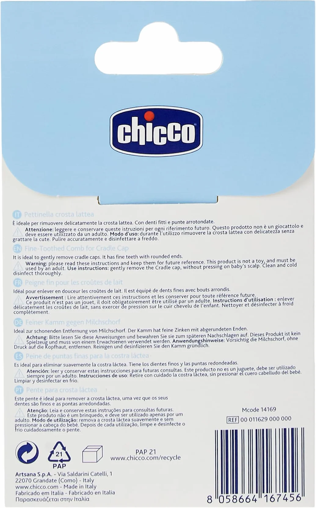 Peigne pour enlever les croûtes de lait, 0 mois+