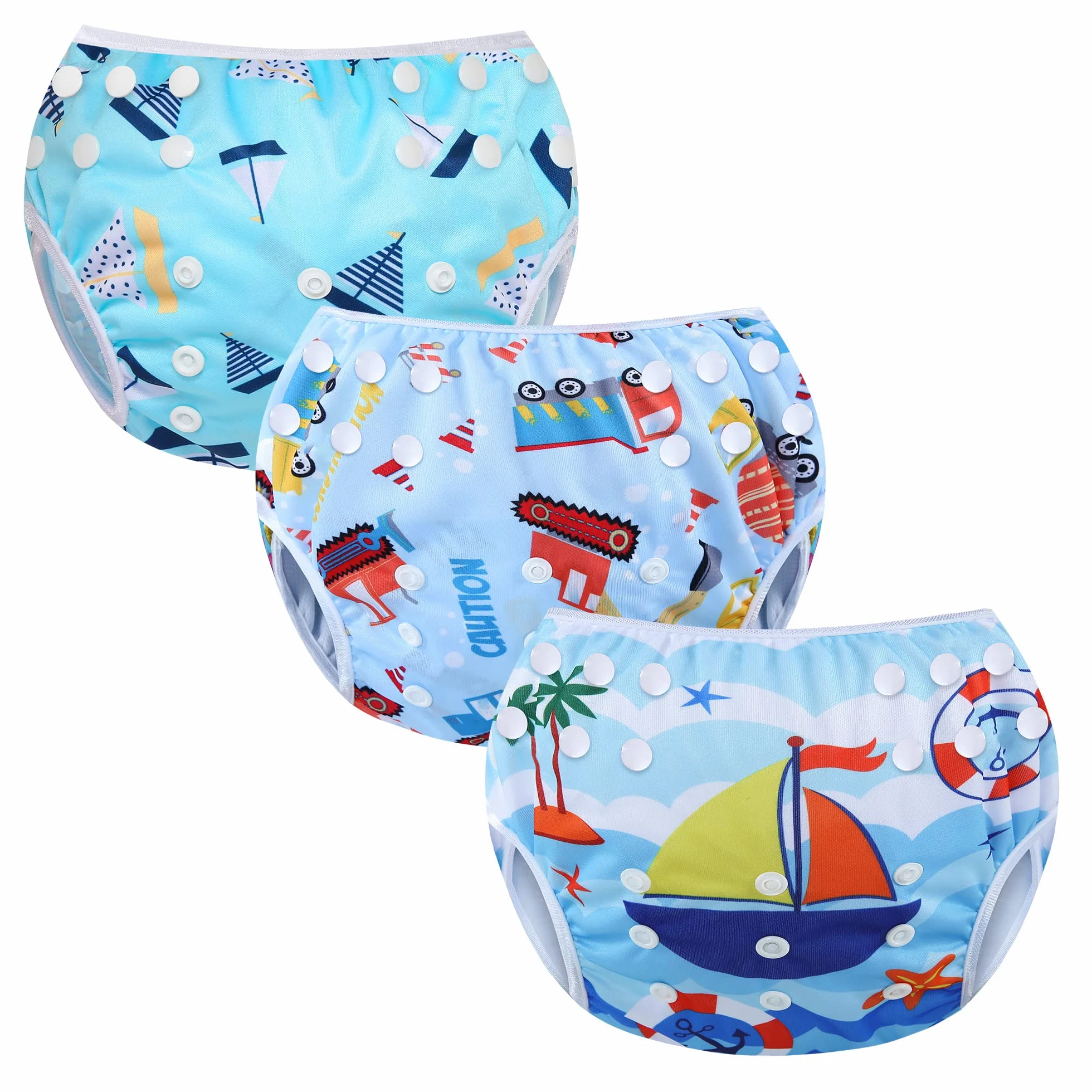 Couche Piscine Lavable Imperméable Réutilisable Anti-fuite Anti UV 0-3 Ans Tracteur Bateau Navire