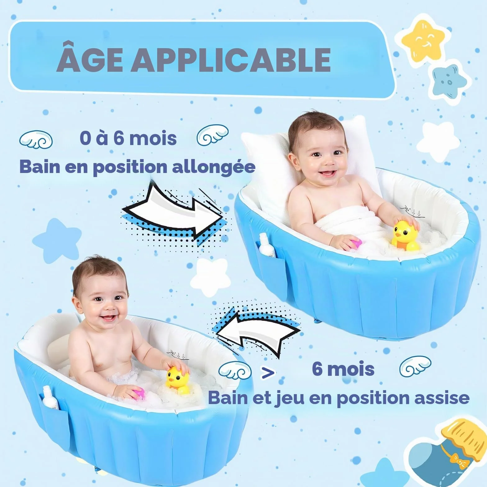 Baignoire Gonflable pour Bébé Portable avec Pompe à Air Mini Piscine Nouveau-né