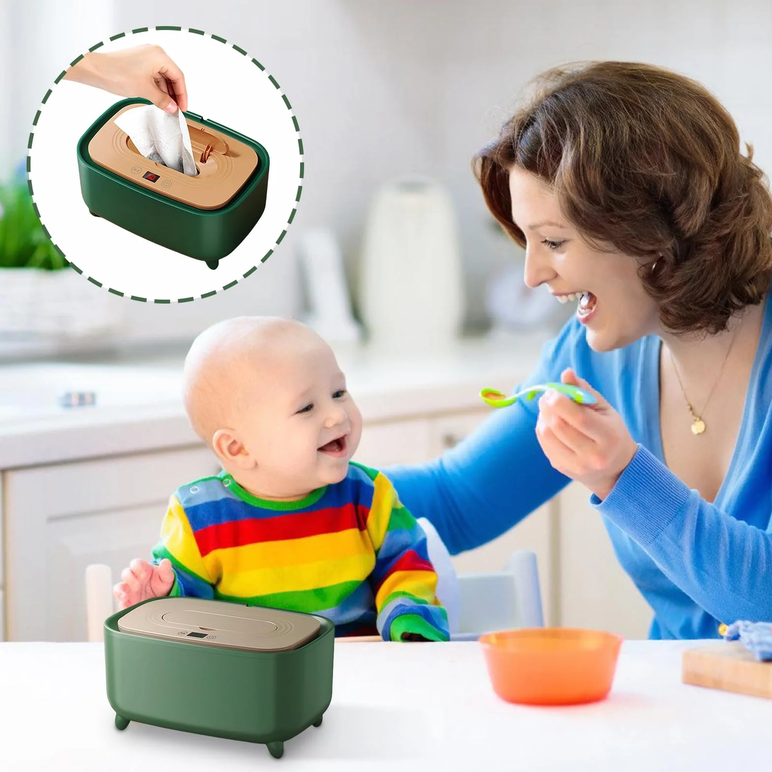 Chauffe-lingettes humides pour bébé – grande capacité, chauffage uniforme