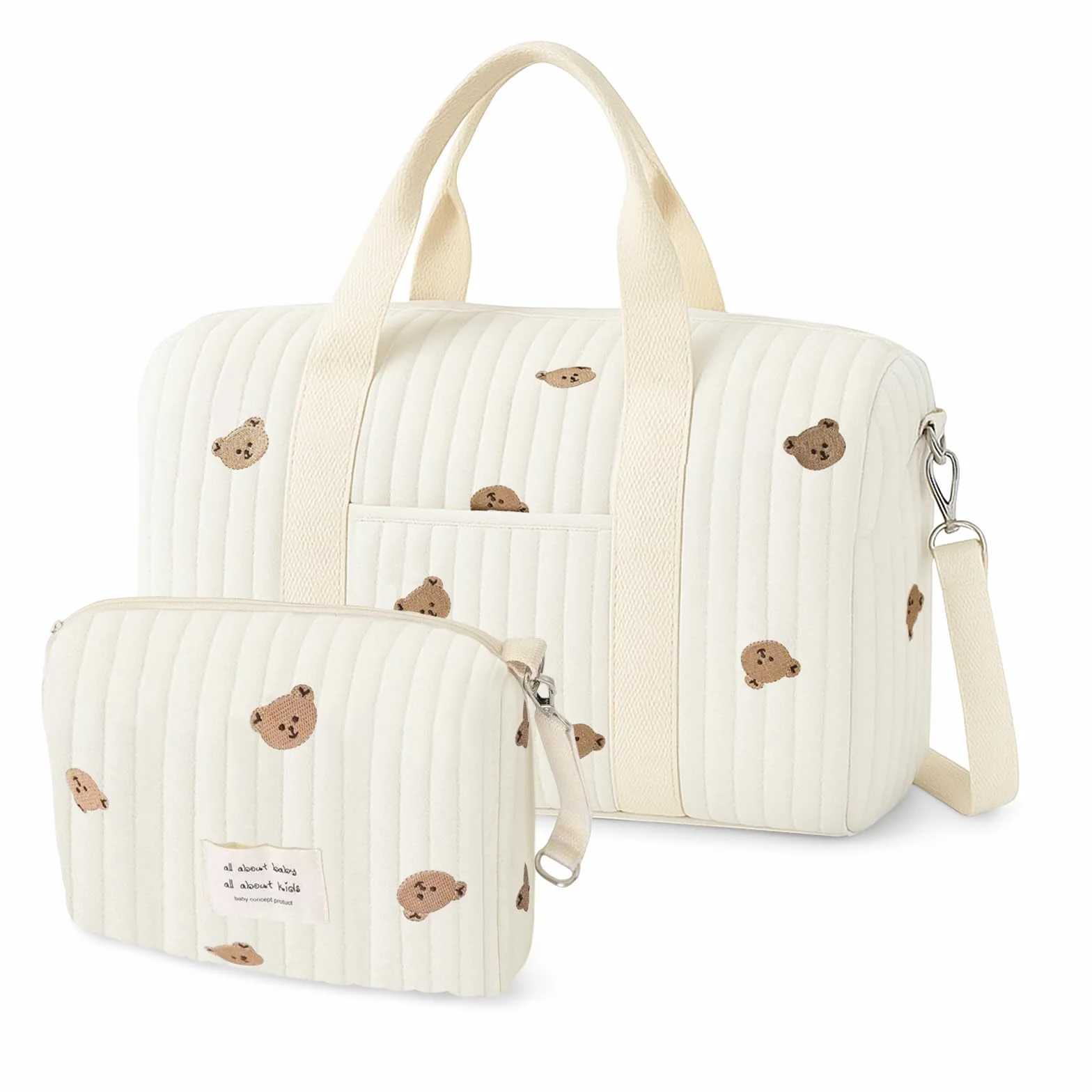 Mommy Bag Sac à Langer Matelassé Grande, Coton Brodé pour Bébé Voyage