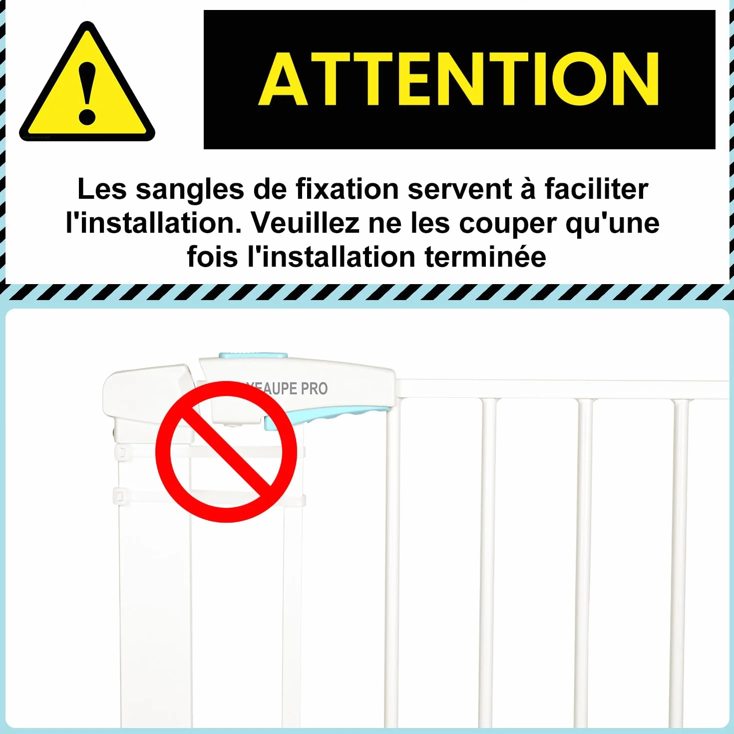 YEAUPE PRO Barrière de Sécurité Enfant 74-78 cm, Barrière Escaliers Portes Pression, Double Verrouillage, Blanc