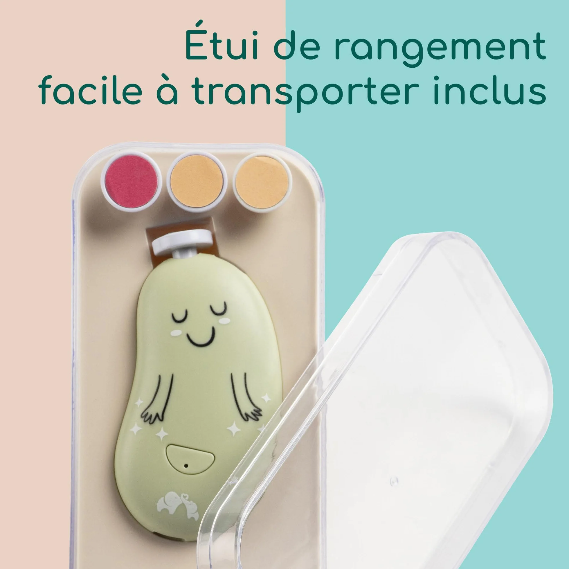 Bebeconfort Lime à Ongle Électrique Bébé, 7 Limes, Recharge USB-C, 3 Vitesses, LED Intégrée, Vert