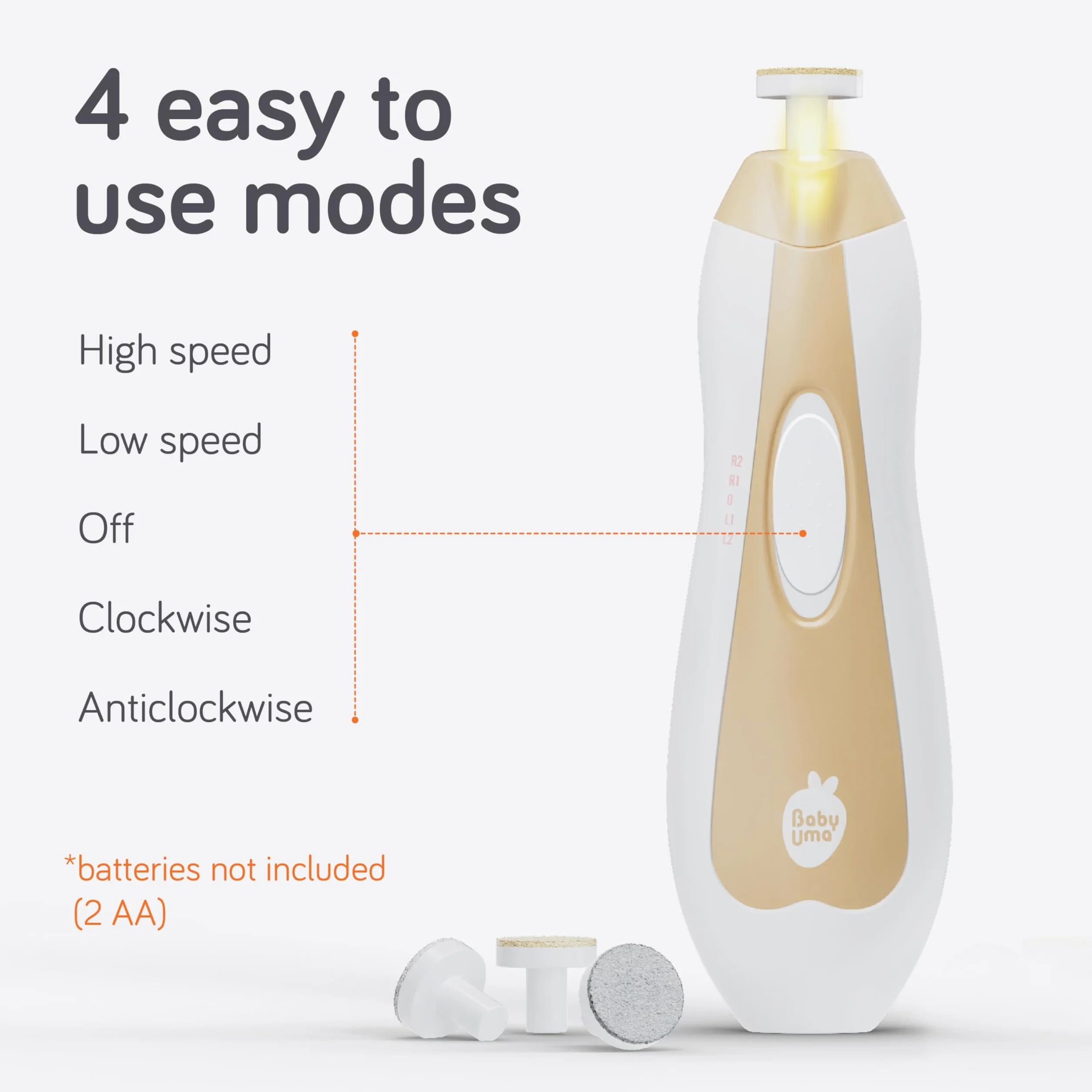 Cherish Baby Care Lime à Ongle Électrique Bébé LED avec Arrêt de Sécurité Automatique, 2 Vitesses, 6 Limes et Étui de Voyage