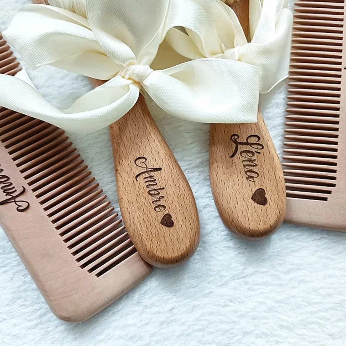 Brosse À Cheveux Bébé Personnalisée En Laine, Peigne En Bois Portable, Brosse De Bain Pour Nouveau-né