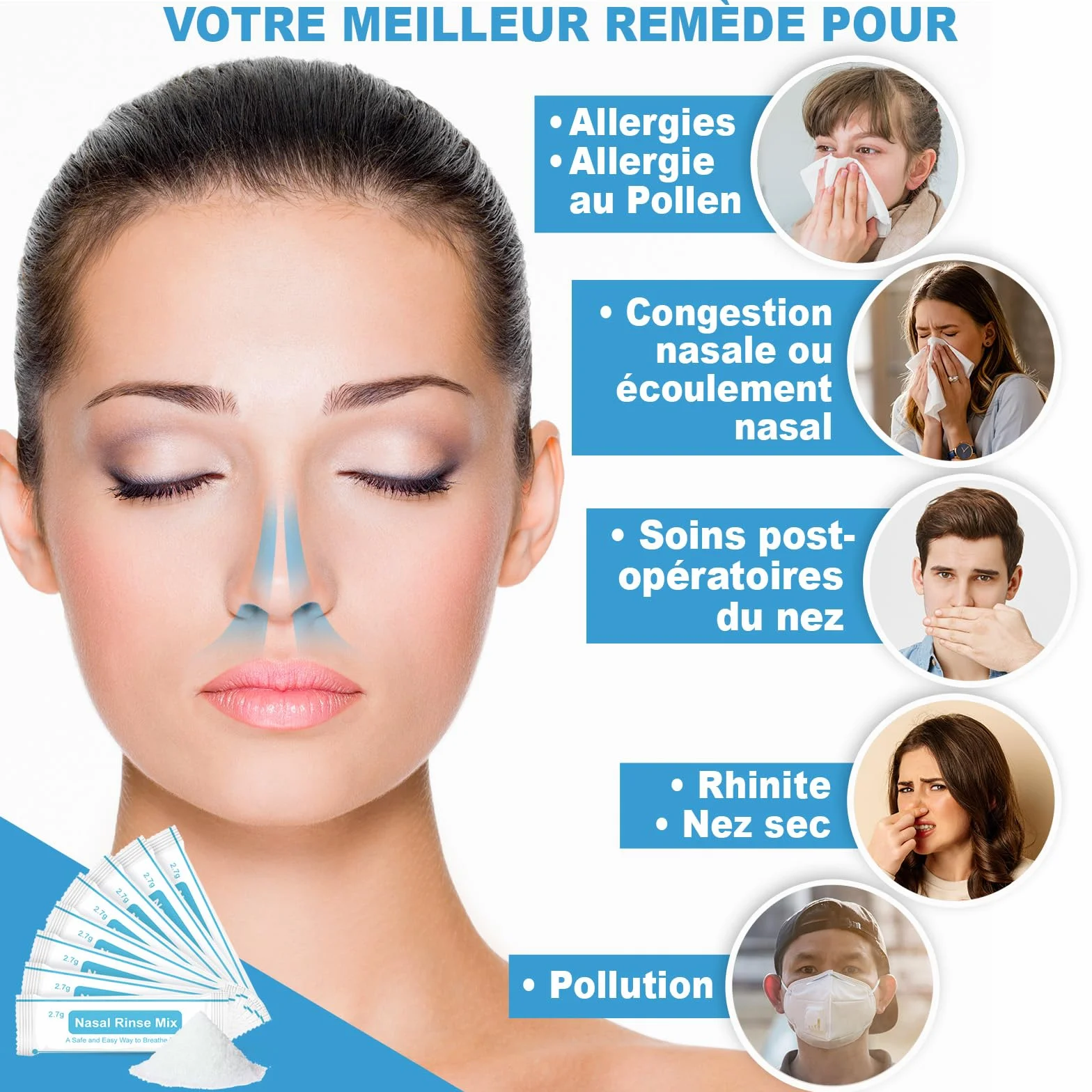 AVIDA ZEN Sel Nasal Lavage Nez Adultes 2,7g Rinçage Nasal Lot 60 Sachets