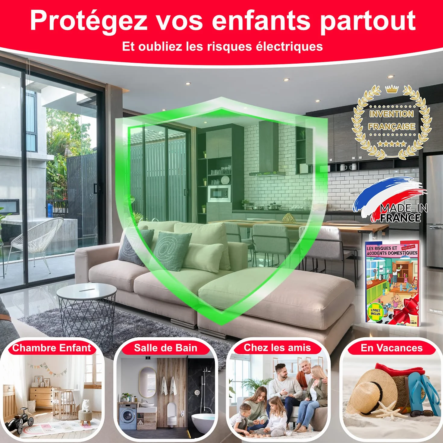 Cache Prise Bébé Français Amovible Sans Clef Ni Adhésif - Protection Prise Courant Électrique Sécurité Domestique