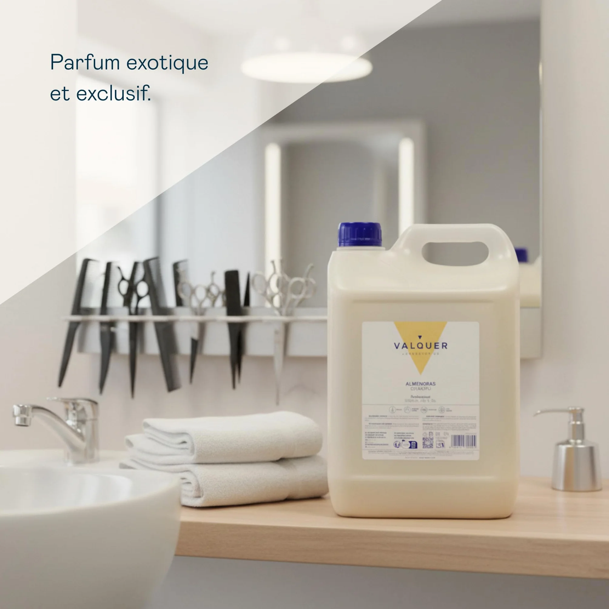 VALQUER Shampoing Professionnel Amande Douce 5L - Shampoing Usage Fréquent Vegan Sans Silicones