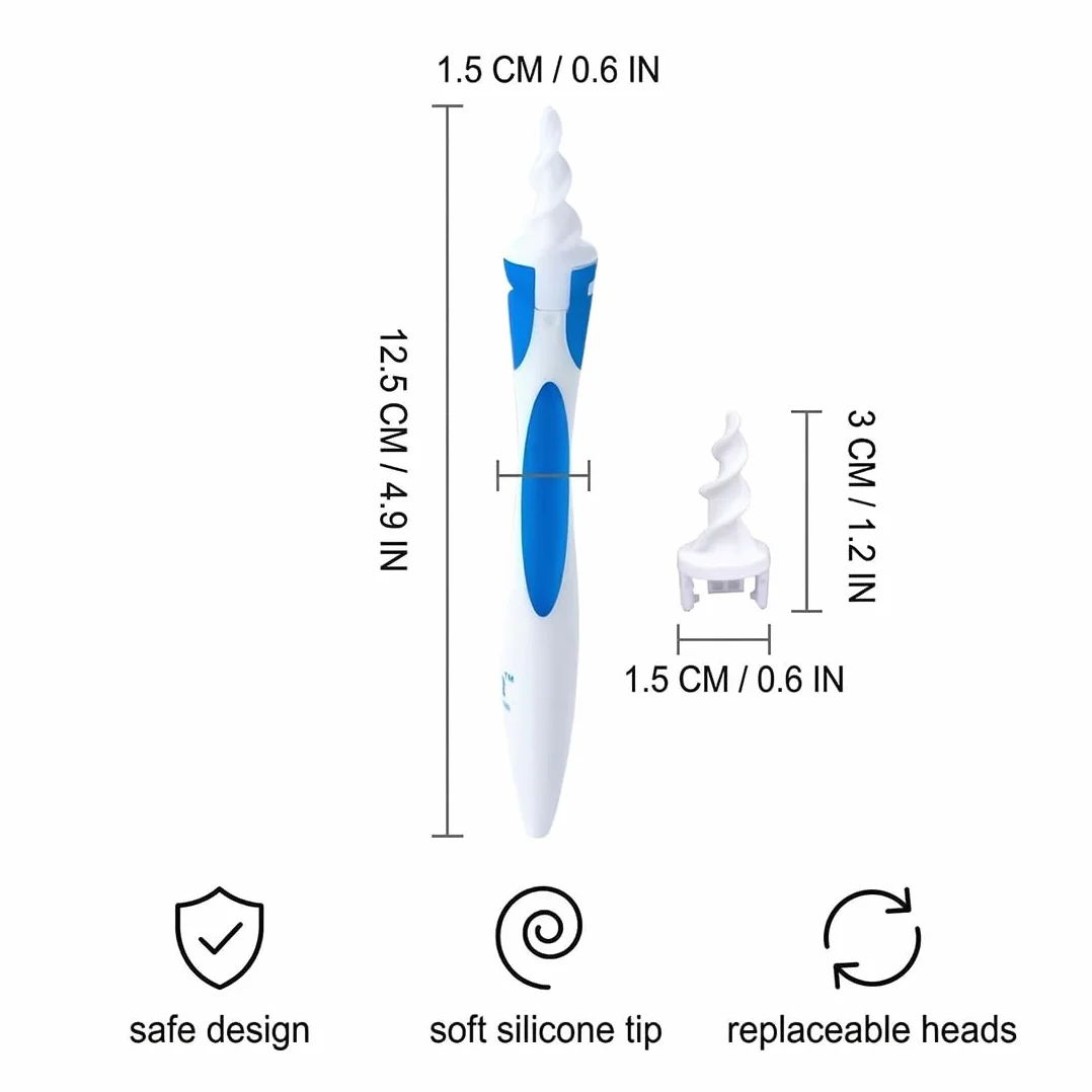 Kit de nettoyage d'oreille en silicone à spirale 360° avec 20 têtes lavables