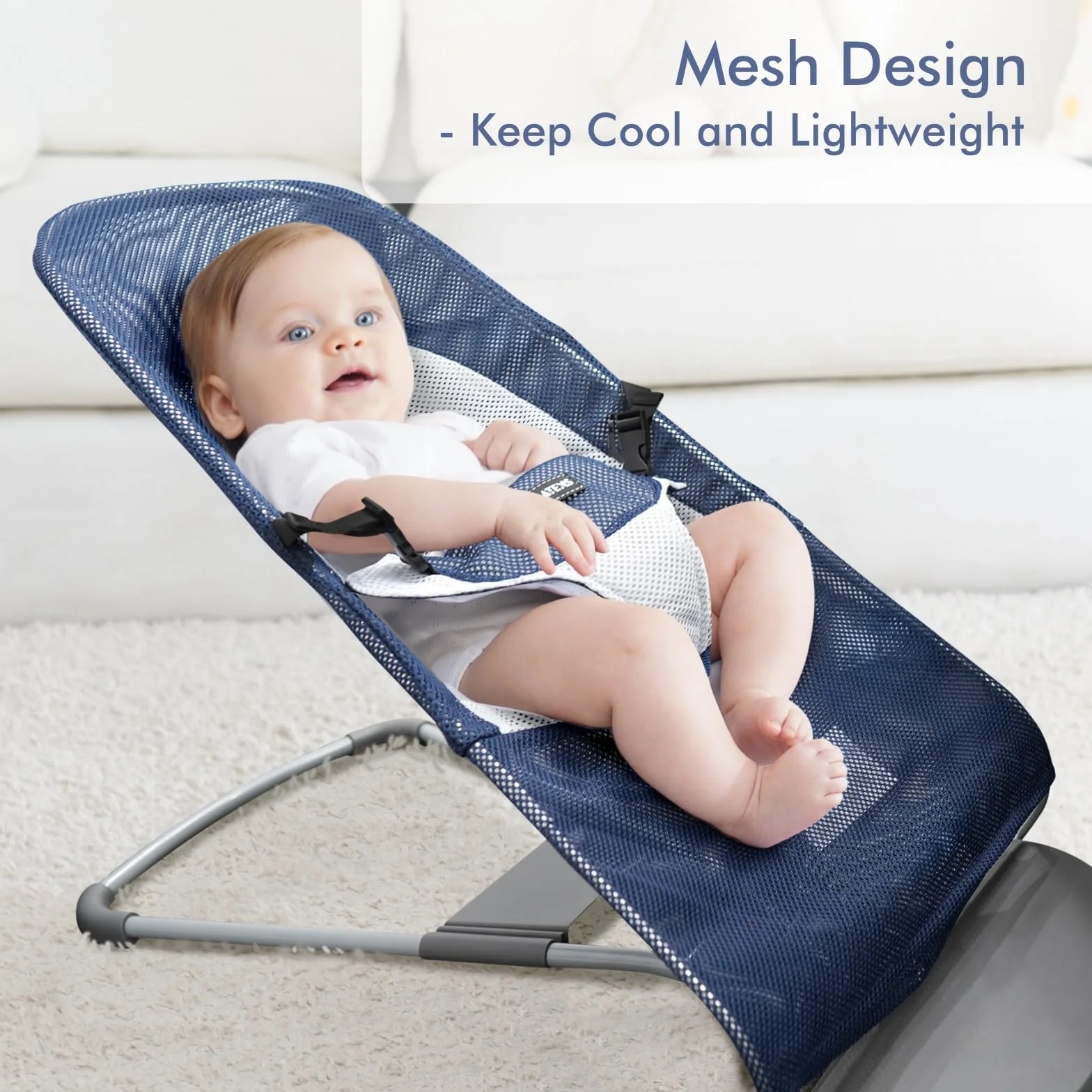 Housse pour transat Baby Bjorn Balance Soft & Bliss, maille ventilée, bleu marine