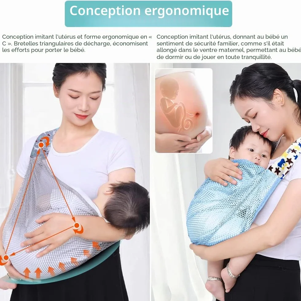 Écharpe de portage bébé respirante réglable en maille 3D séchage rapide été piscine