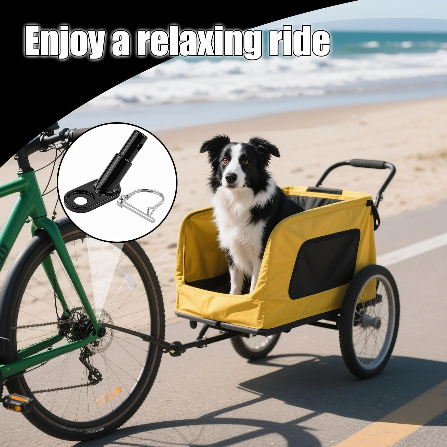 Attache Remorque Vélo Universelle en Acier Alliée avec Goupille de Sécurité, Compatible Enfant ou Chien
