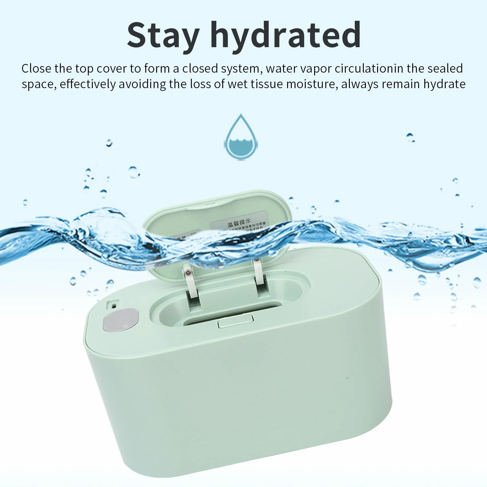 Lingettes Chauffantes Bébé, Boîte Portable Grande Capacité Thermostatique, Distributeur pour Maison, Vert