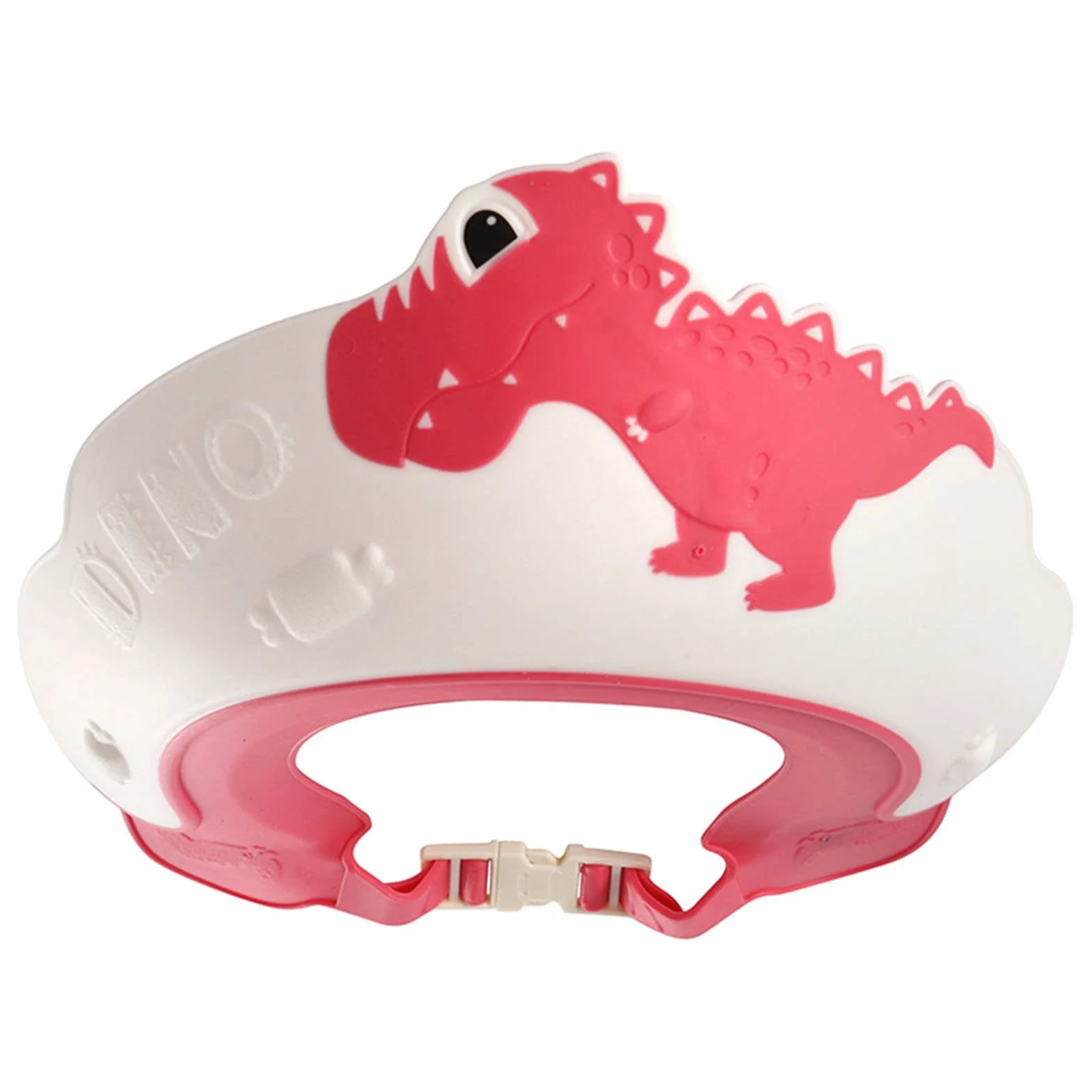 Bébé Douche Bain Chapeau Oreille Yeux Protection Dessin animé Dinosaure Doux Confortable élastique Enfant en Bas âge Bonnet de Bain (Rouge)