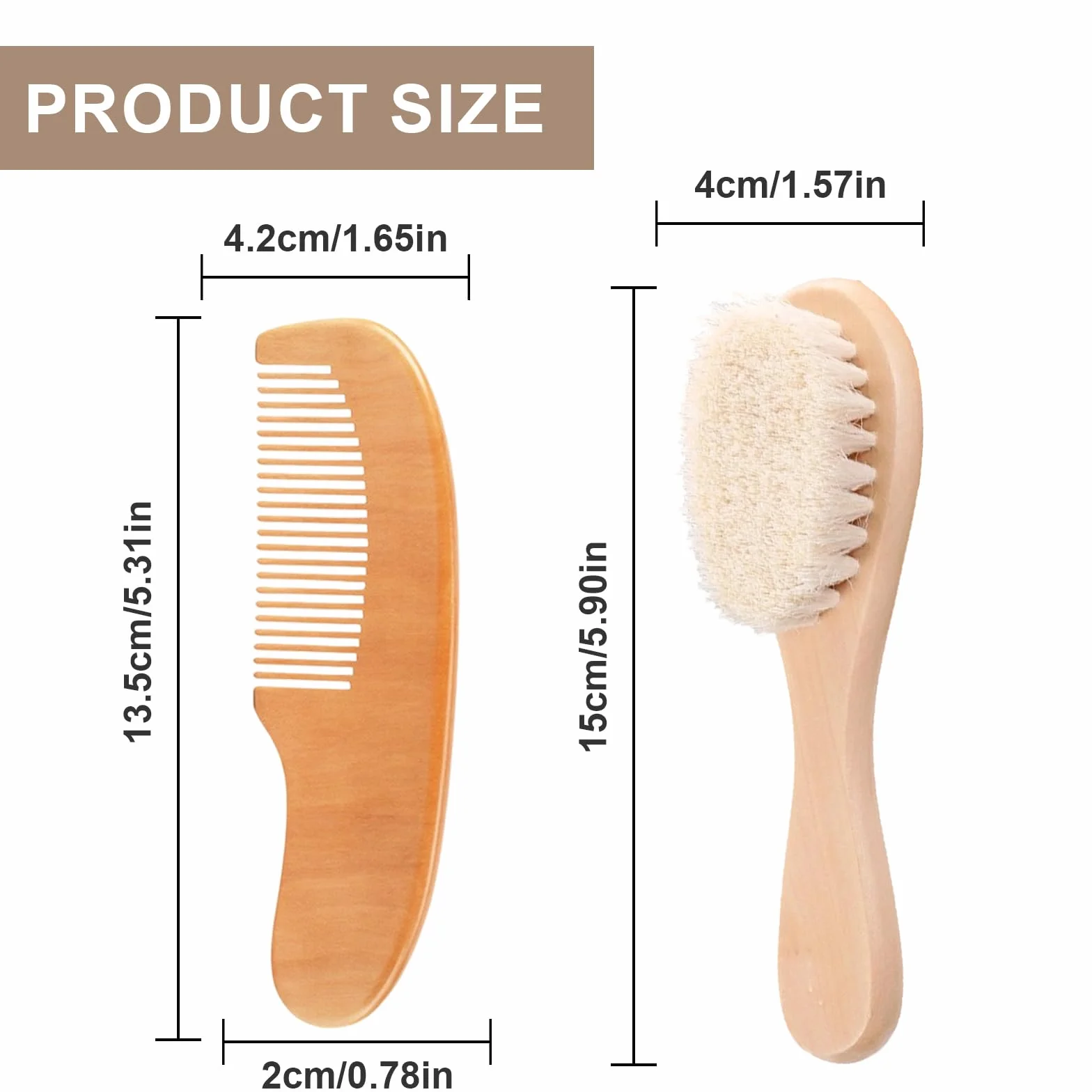 Brosse À Cheveux Bébé en Bois et Poils de Chèvre Naturel, Peigne en Bois pour Nouveau-nés