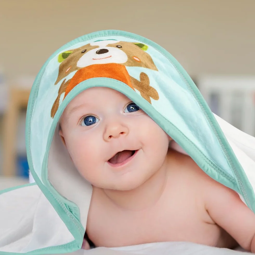 Serviette de Bain avec Capuche Bébé 65 x 65 cm Super Absorbante pour Nouveau-né 0-5 Ans