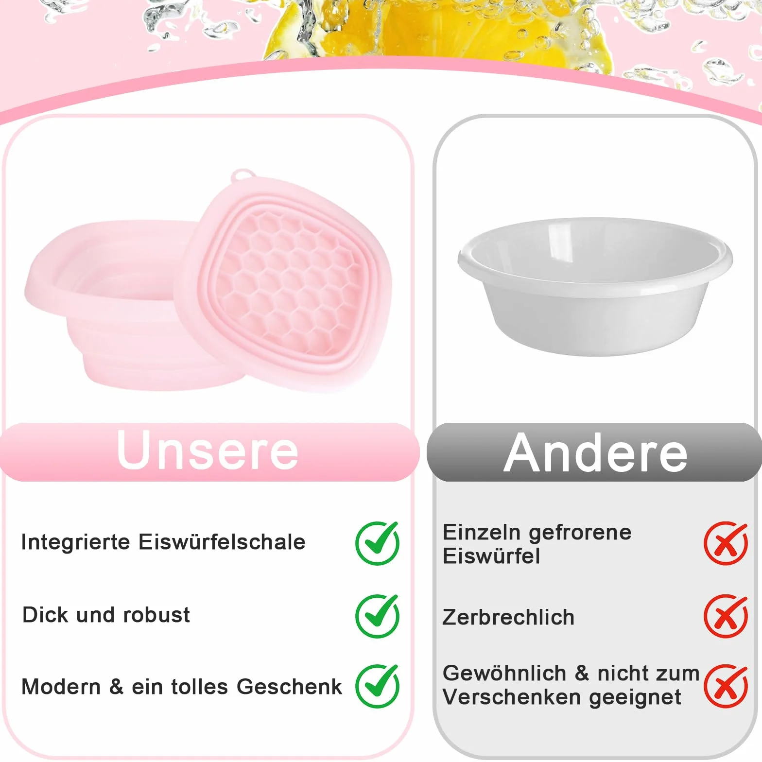 Bol de visage pliable en silicone avec compartiment intégré pour glaçons, portable, refroidissement visage