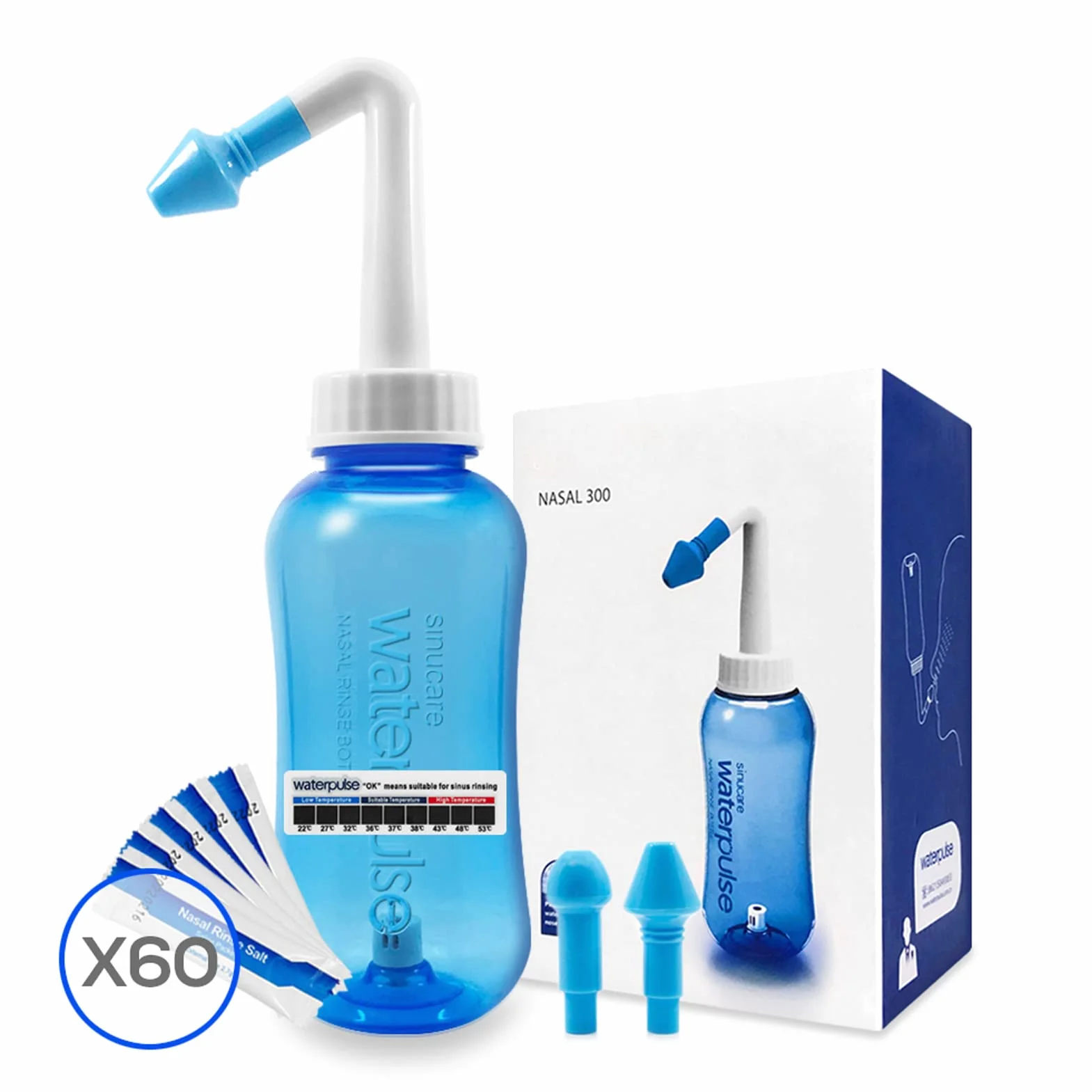 Kit de rinçage des sinus Neti 300 ml + 60 sachets de sel