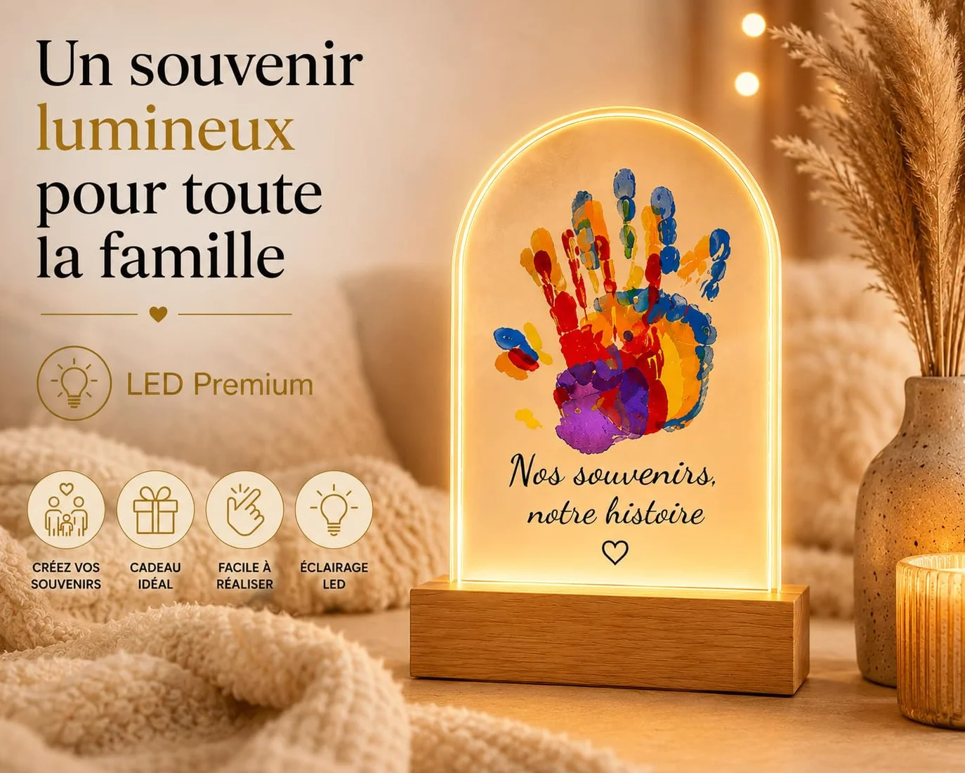 PetiLume Kit Empreinte Famille LED Cadeau Souvenir Parents