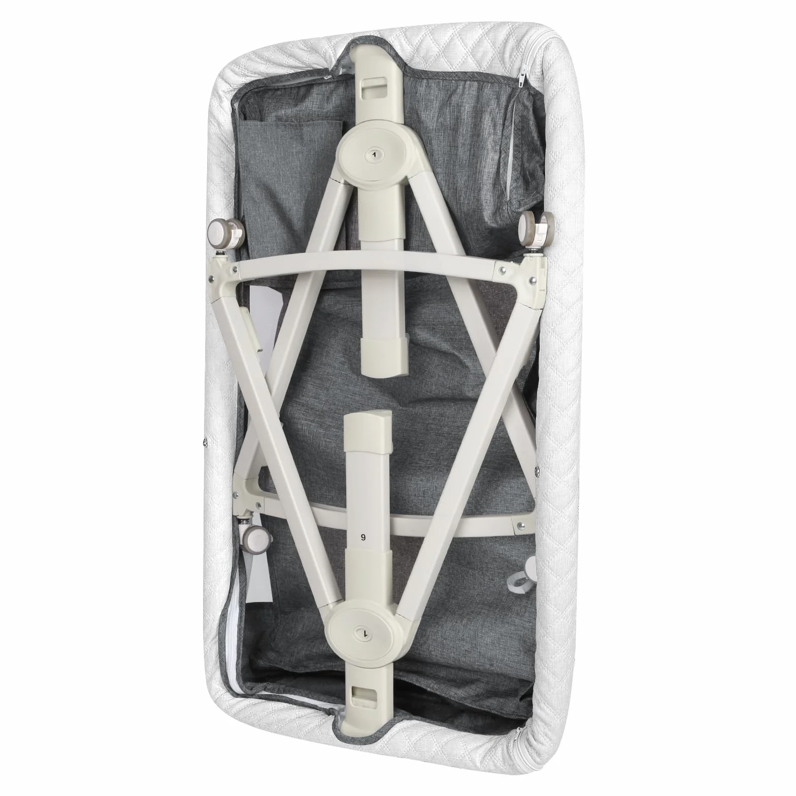 HUOLE 3 in 1 Berceau Cododo avec Matelas et Moustiquaire, lit bébé Portable avec roulettes, 92x52x106-118 cm Gris Lin