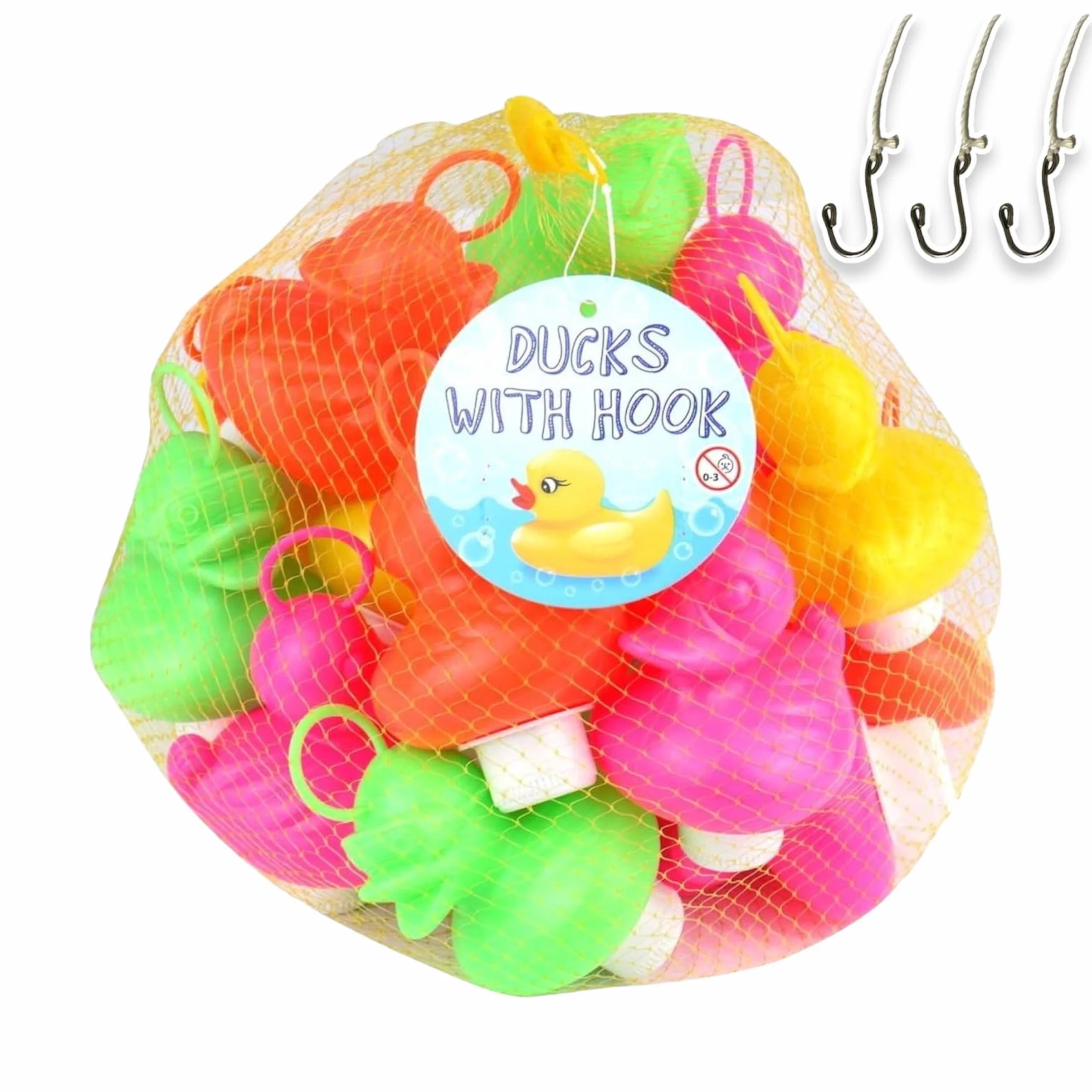 Kit de Pêche aux Canards avec 20 Canards Multicolore en Plastique, Crochet et Poids, Jouet de Bain et Piscine