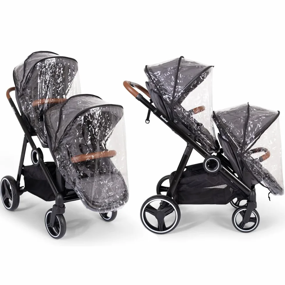 Baninni Poussette Double 4-en-1 avec Siège d’Auto Luiz Noir