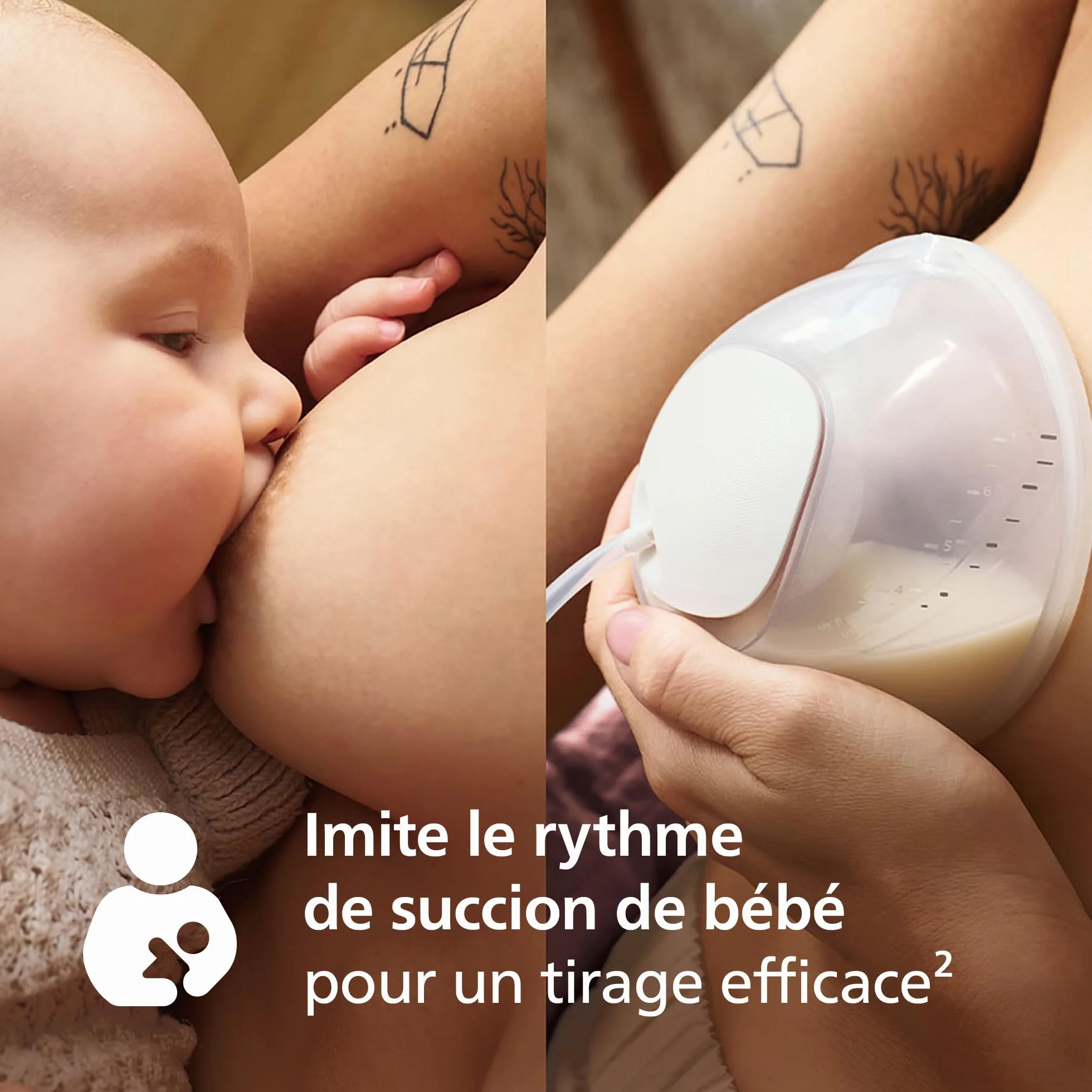 Philips Avent Tire-lait électrique double mains libres SCF547/11 85 aspirations/min