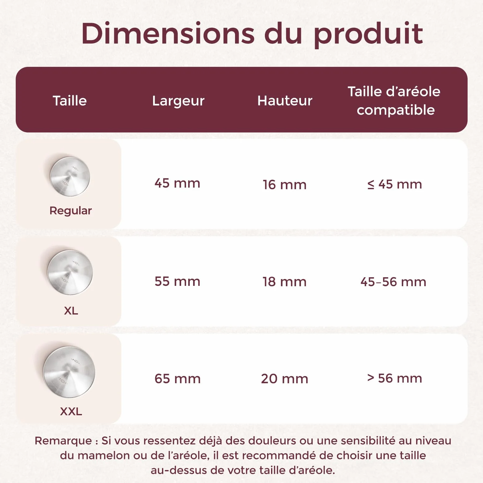 Momcozy Couvre-mamelon Allaitement Argent Taille XXL (65 mm) Perforé Respirant