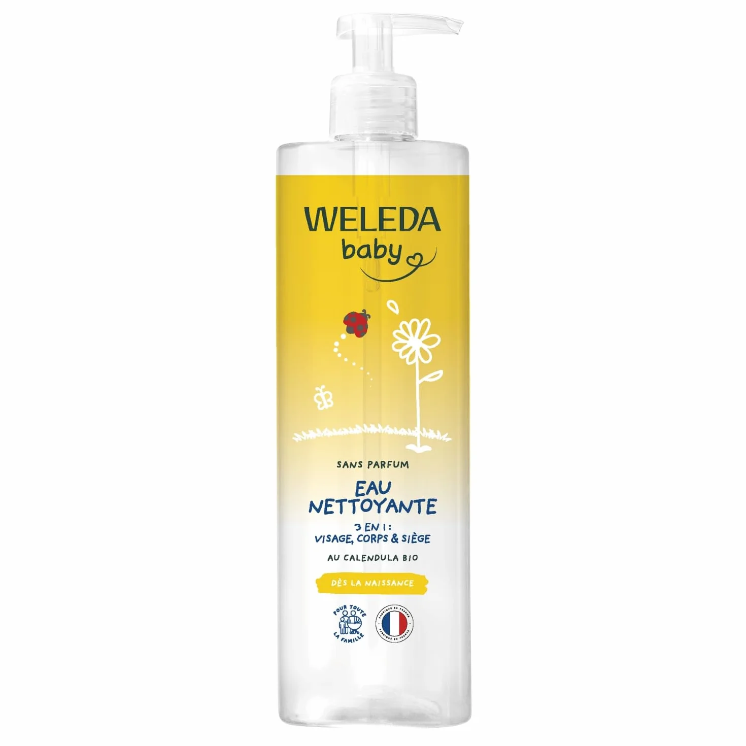 WELEDA Eau nettoyante au Calendula sans parfum 400 ml pour bébés et jeunes enfants