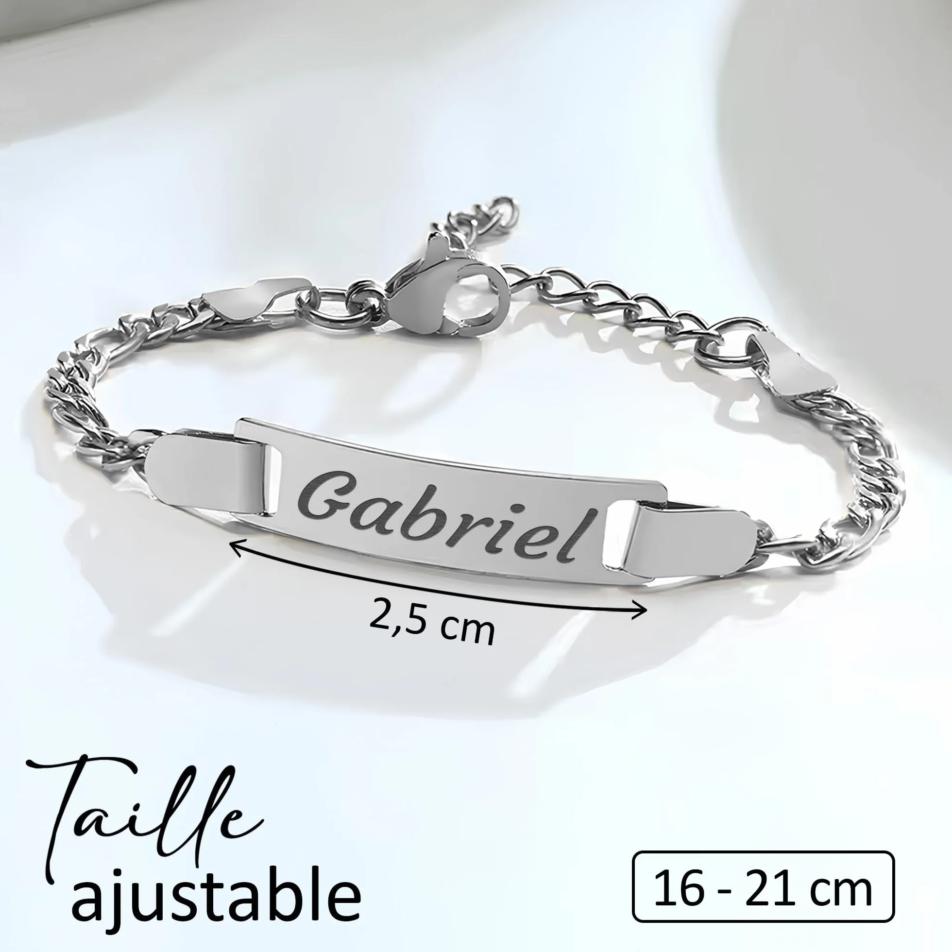 Gourmette enfant personnalisable avec gravure – Bracelet bébé doré ou argent – Prénom gravé cadeau naissance