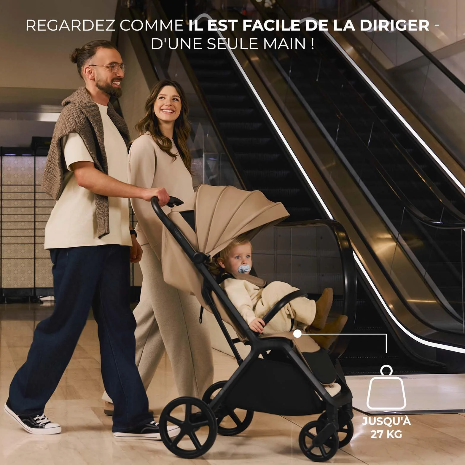 Kinderkraft LOOM Poussette compacte et légère, pliage automatique, jusqu’à 22 kg, Vert
