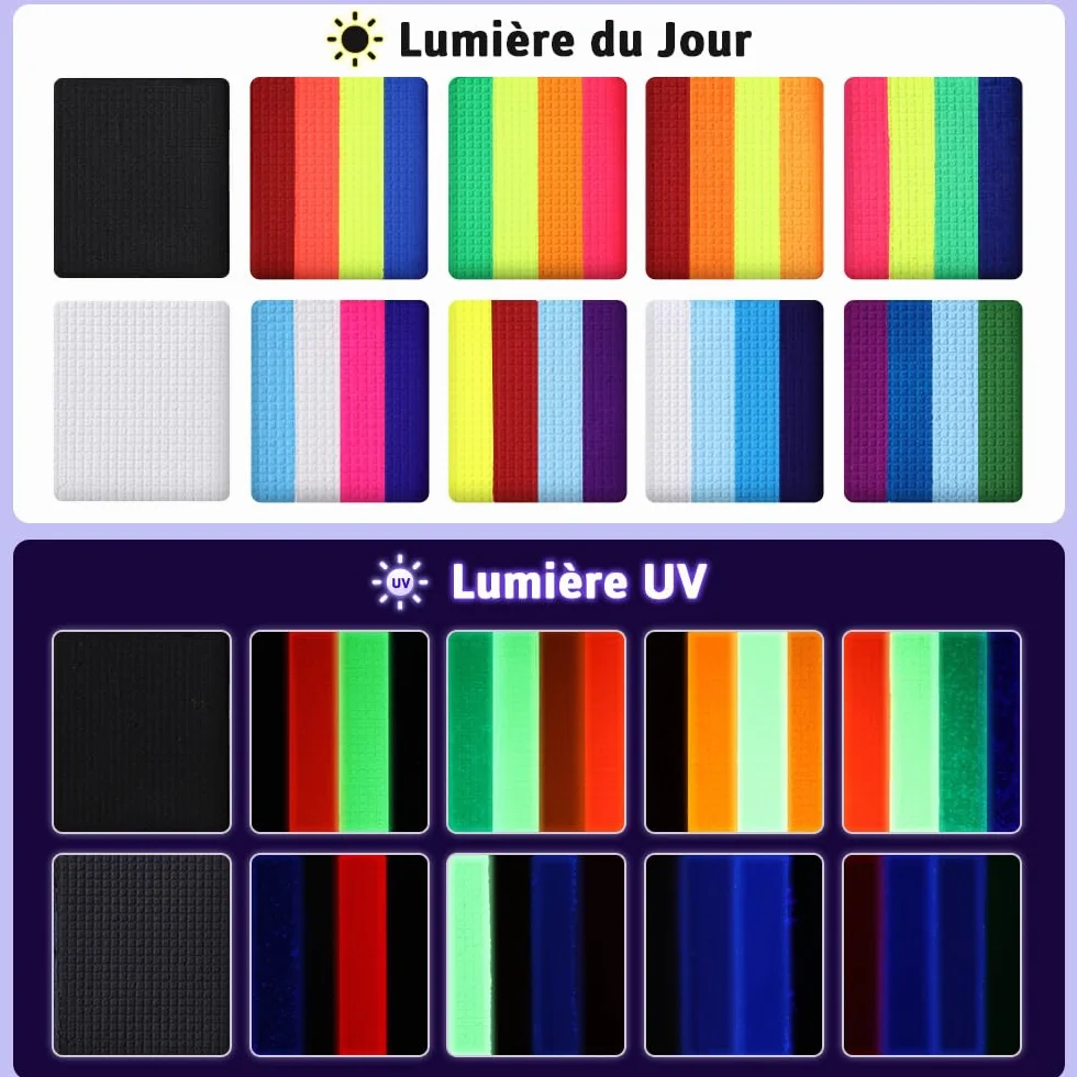 Janolia Palette Maquillage Enfant 34 Couleurs Fluorescents UV Peinture Visage avec 3 Pinceaux Kit Maquillage Carnaval Halloween