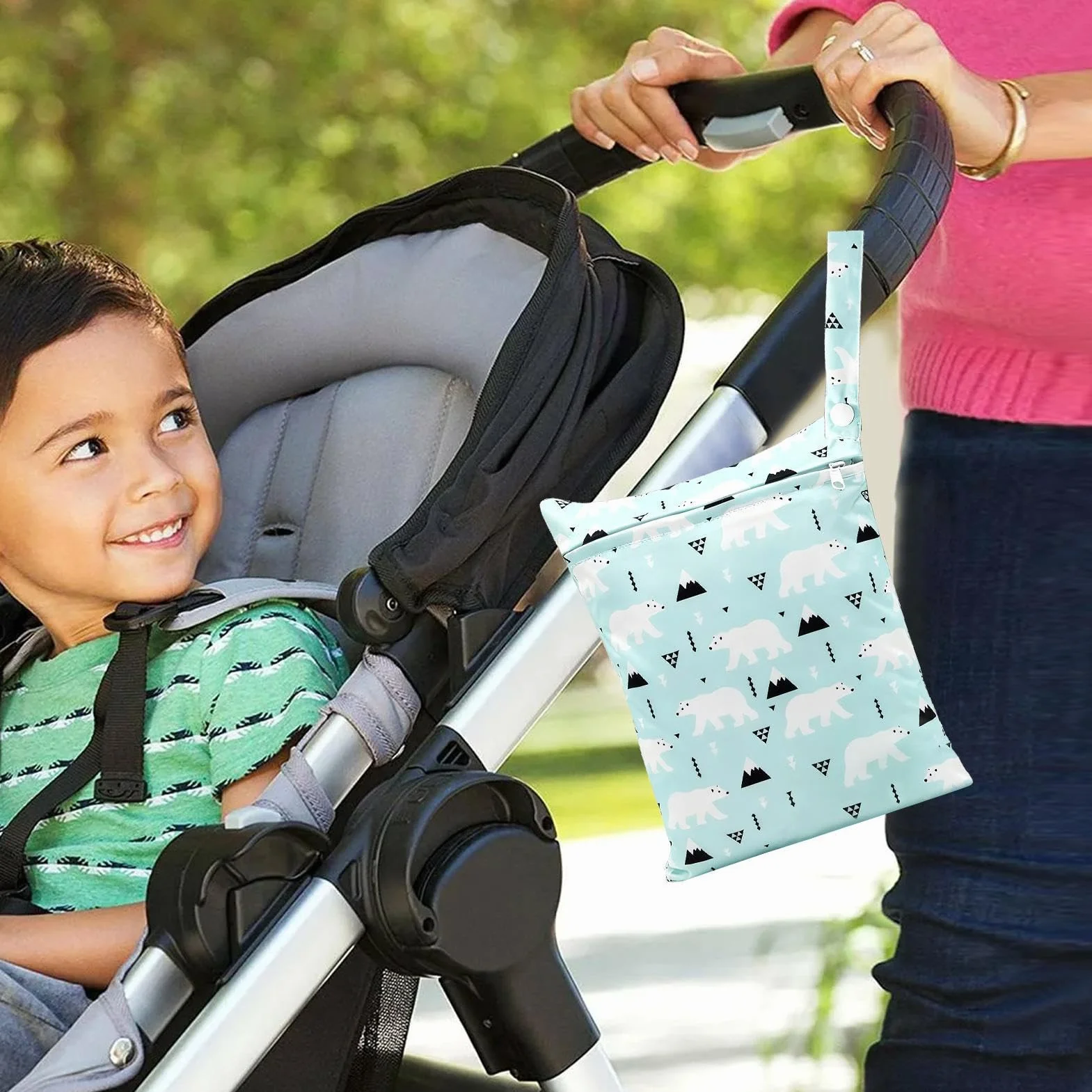 Sac à Langer Réutilisable à Fermeture Éclair en Tissu Humide et Sec pour Maillots de Bain, Lingettes, Vêtements