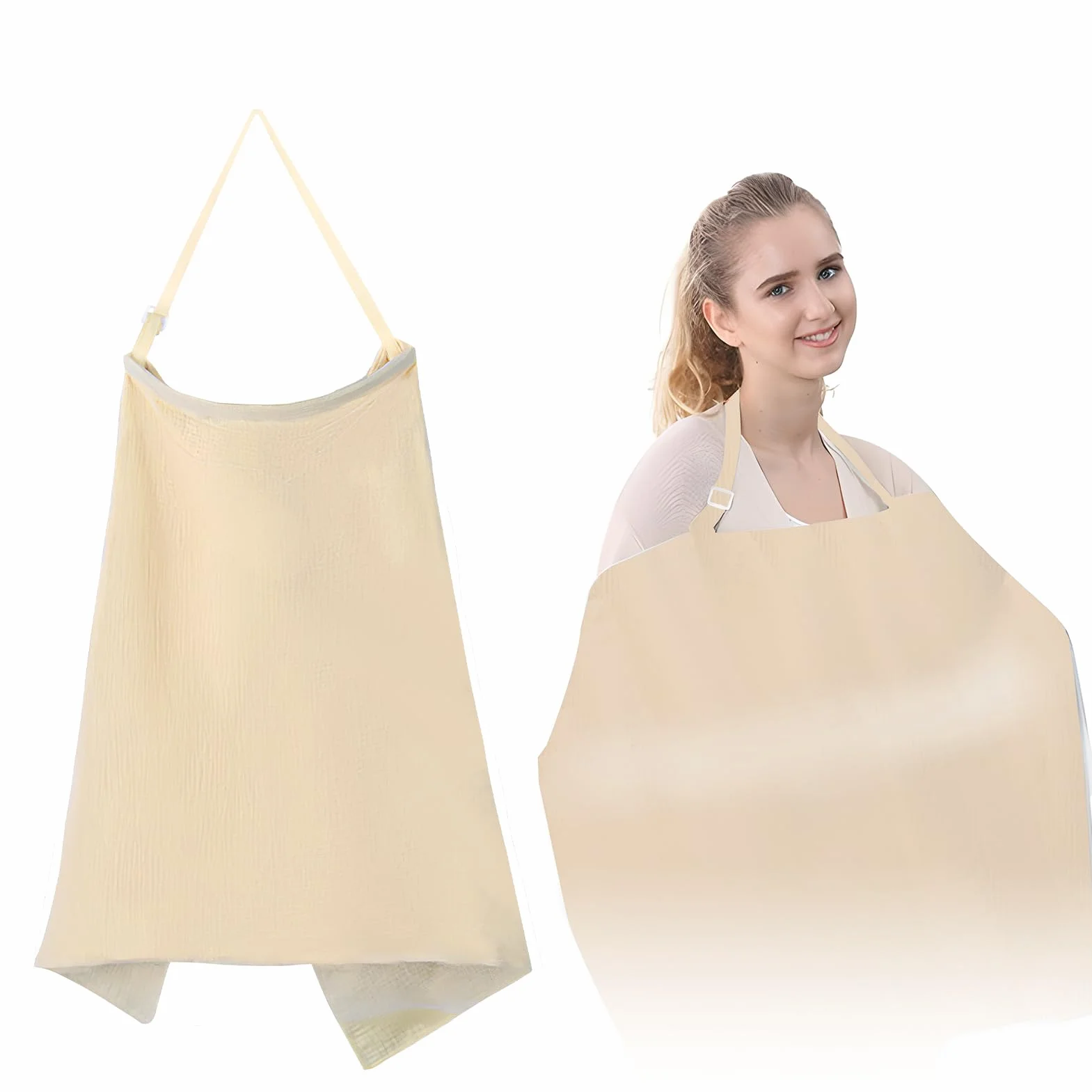 Couverture d'Allaitement Multifonction Mousseline Coton 75x95 cm Protection Intimité 360° Khaki