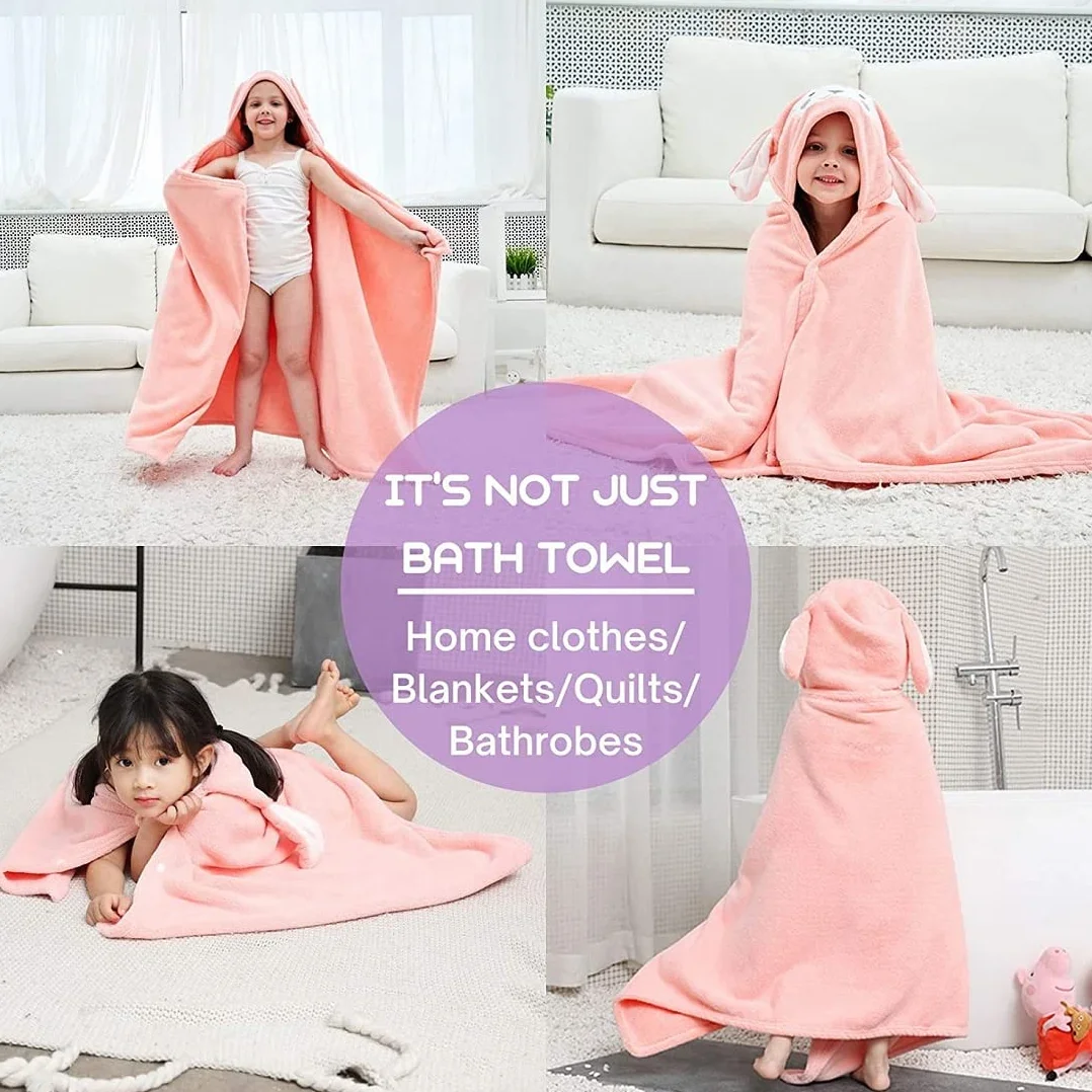 Serviette de Bain Bébé avec Capuche Doux Absorbant Poncho pour Enfants Nouveau-né
