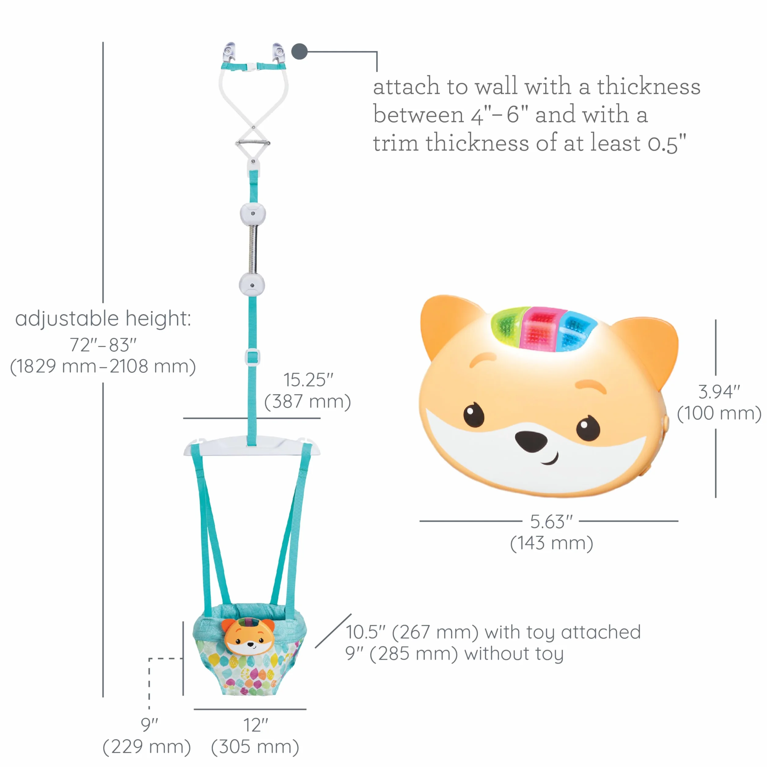 Infantino Siège Sauteur pour Porte 2-en-1 avec Musique et Lumières, Renard