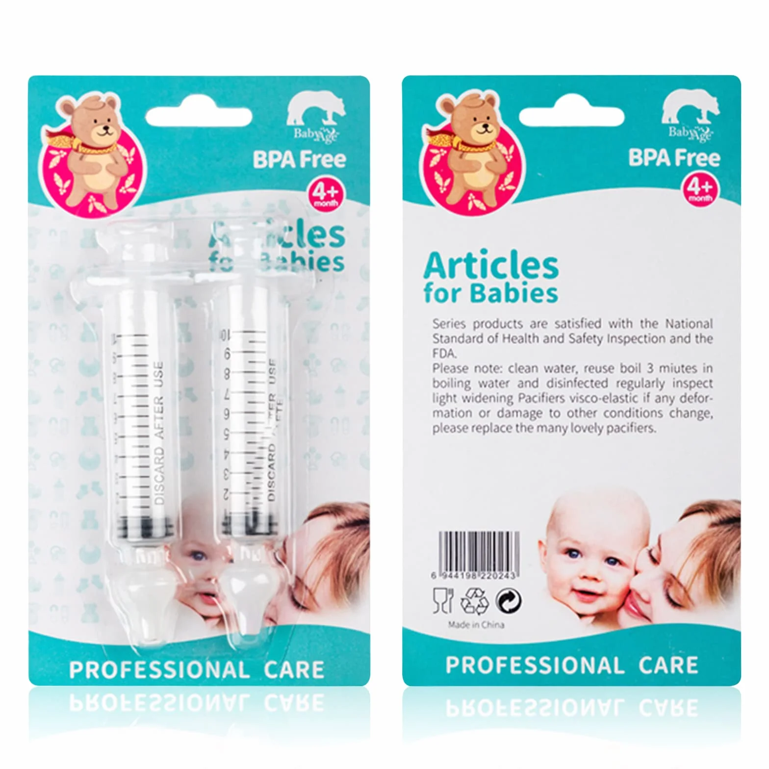 Aspirateur Nasal pour bébé Mouché-Bébé avec Embout en Silicone Réutilisable 10 ml