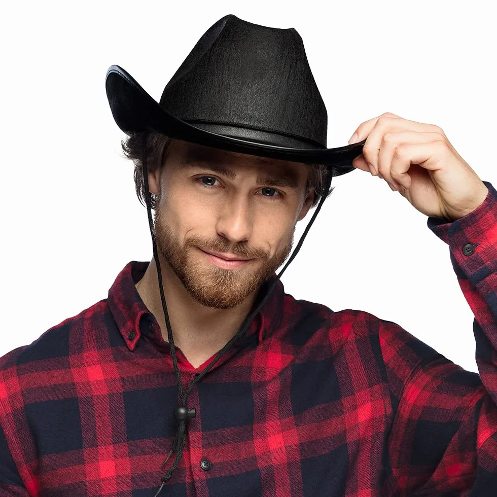 Chapeau de Cow-Boy pour Adulte, Couvre-Chef Costume Shérif Cavalier Rodeo Wild West Carnaval