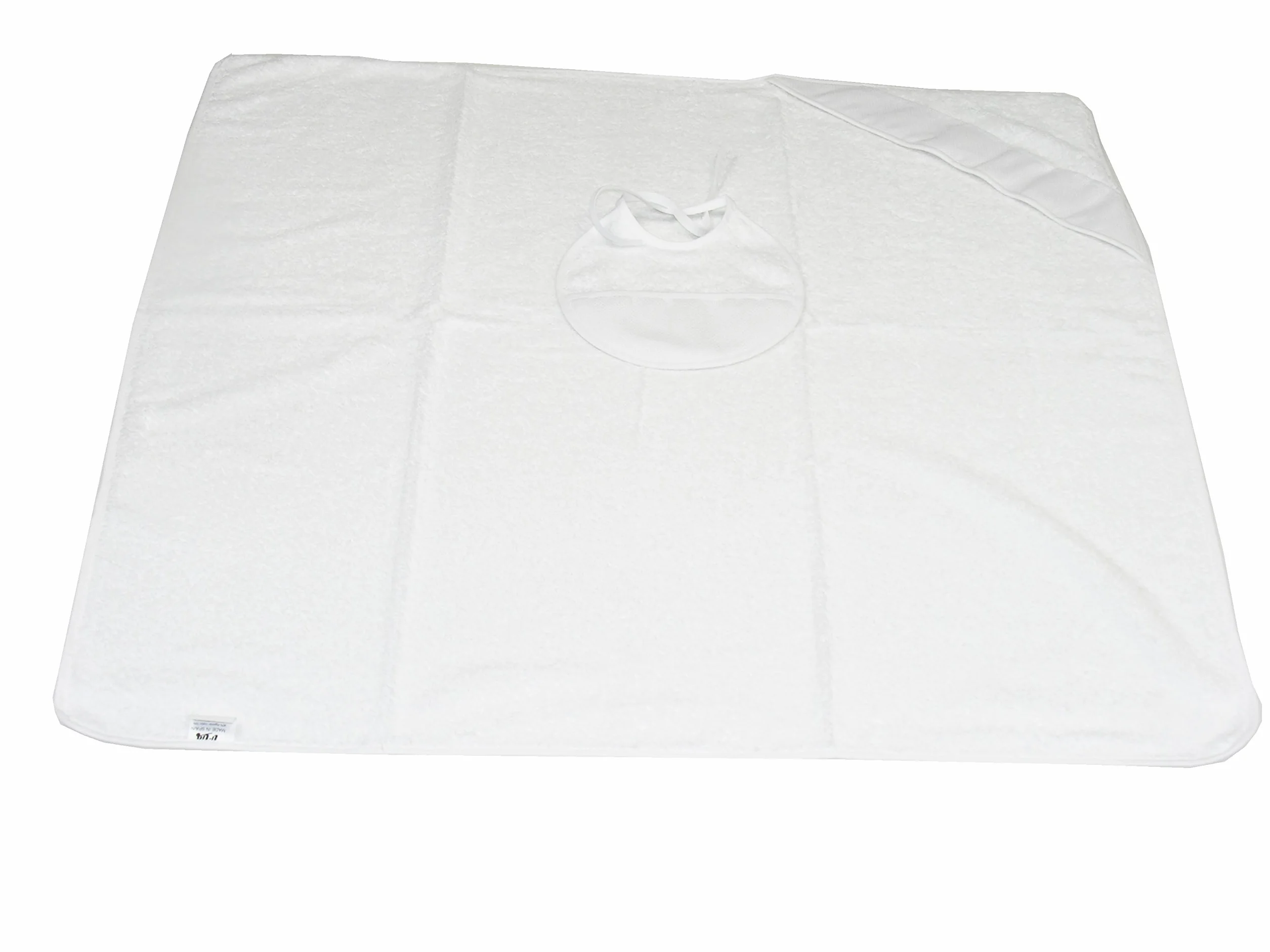 Cape de Bain pour Bébé 100x100 cm Serviette Douce Absorbante 90% Coton 10% Polyester Tissu Éponge Blanc 340g/m²