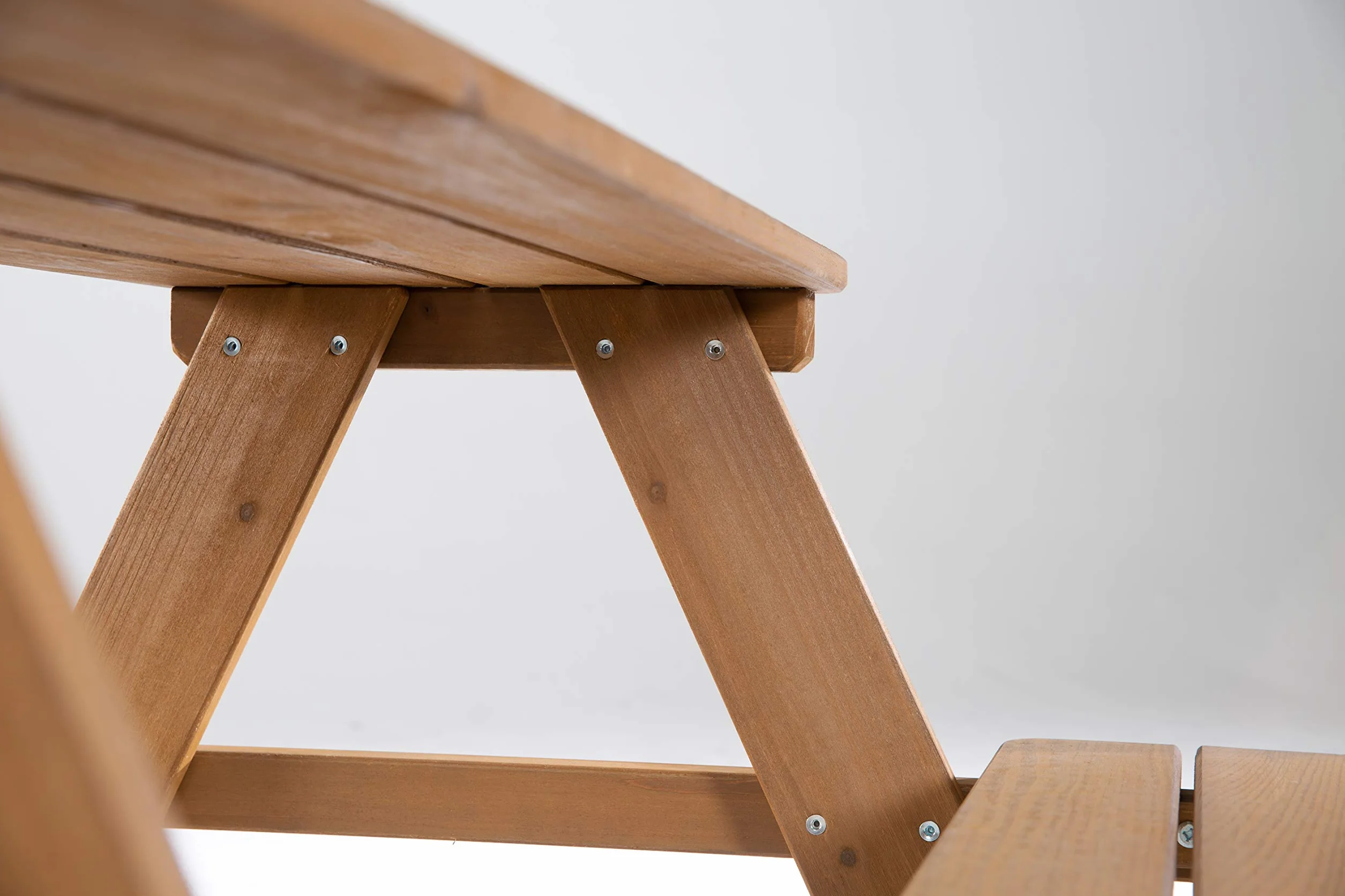 Ensemble de Table et Bancs Picnic Bois Massif Résistant aux Intempéries 4 Places 89 x 85 cm 100 Kg Teinté Teck