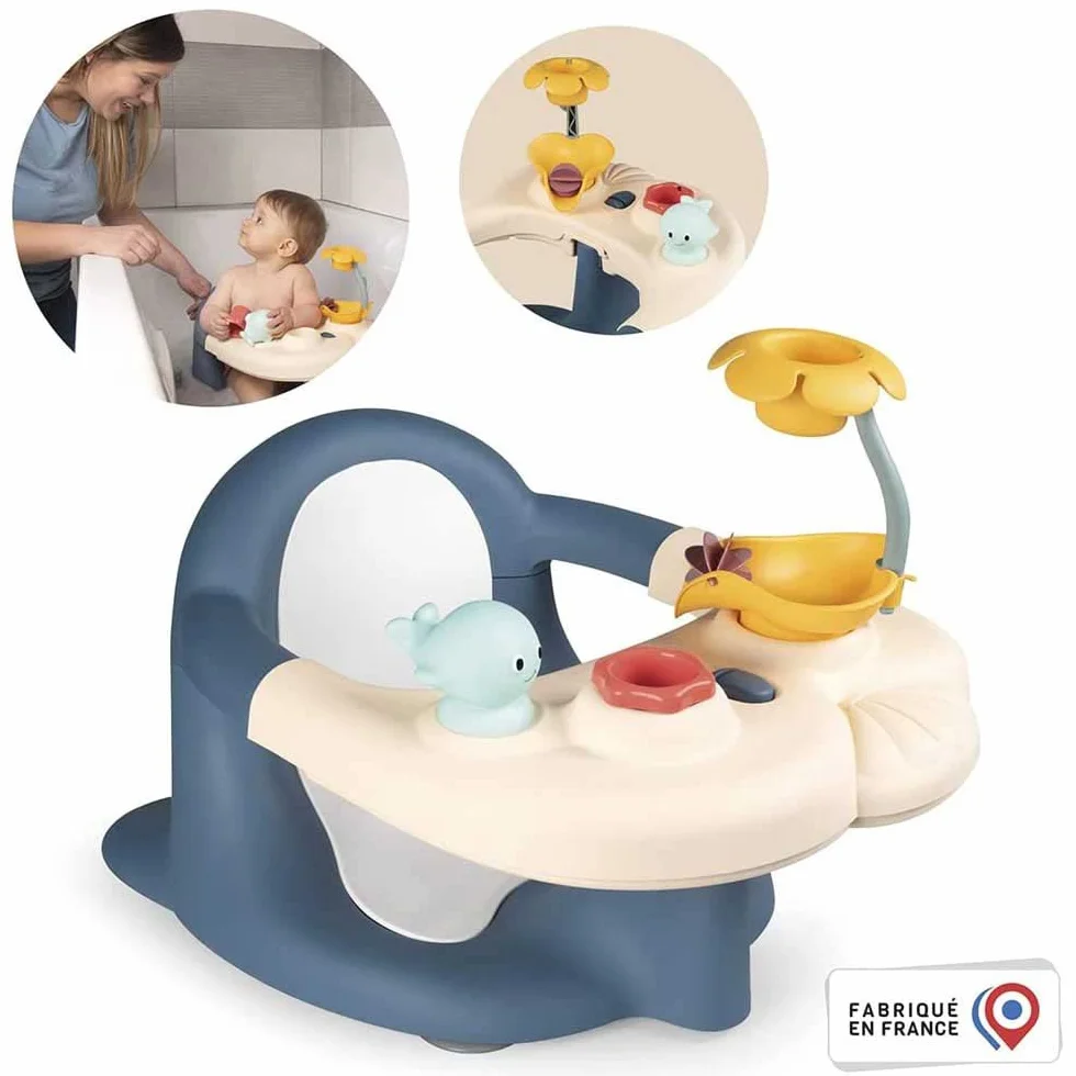 Smoby Little Siège de Bain 2 en 1 Tablette d'Activités Réglable pour Bébé dès 6 Mois Fabriqué en France