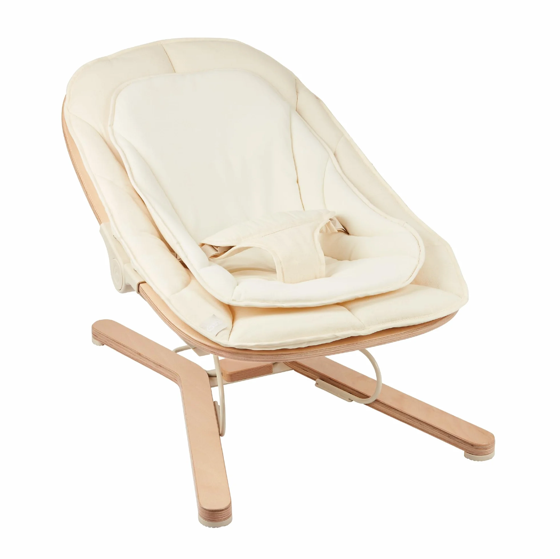 Babymoov Transat Bébé Bois Swoon Flow Évolutif Fauteuil Enfant 18kg Balancement Naturel 3 Positions Dossier Coton Bio Bois FSC