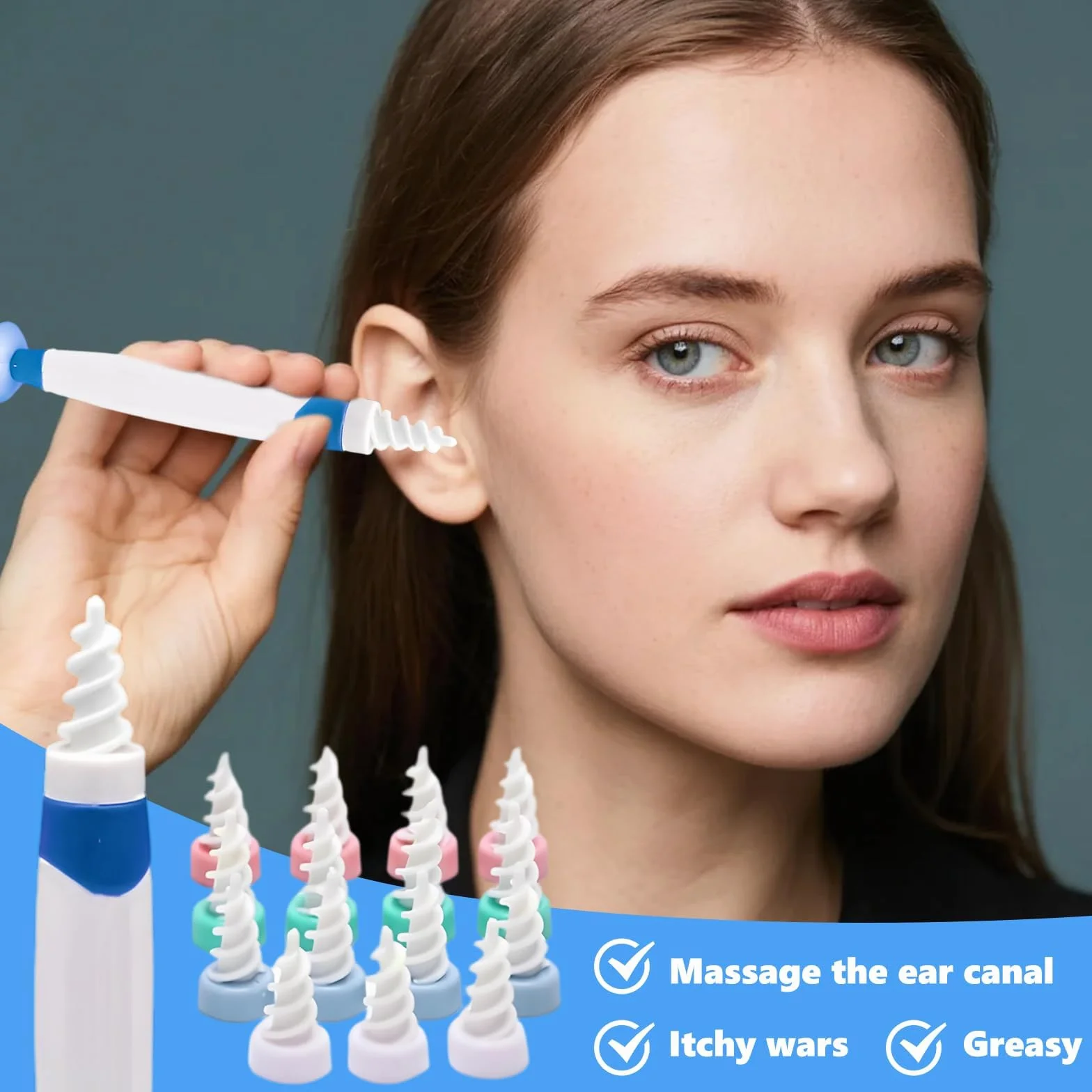 Nettoyeur Oreille Spiral Ear Cleaner Cire D'Oreille Remover Kit 16 Embouts Lavables