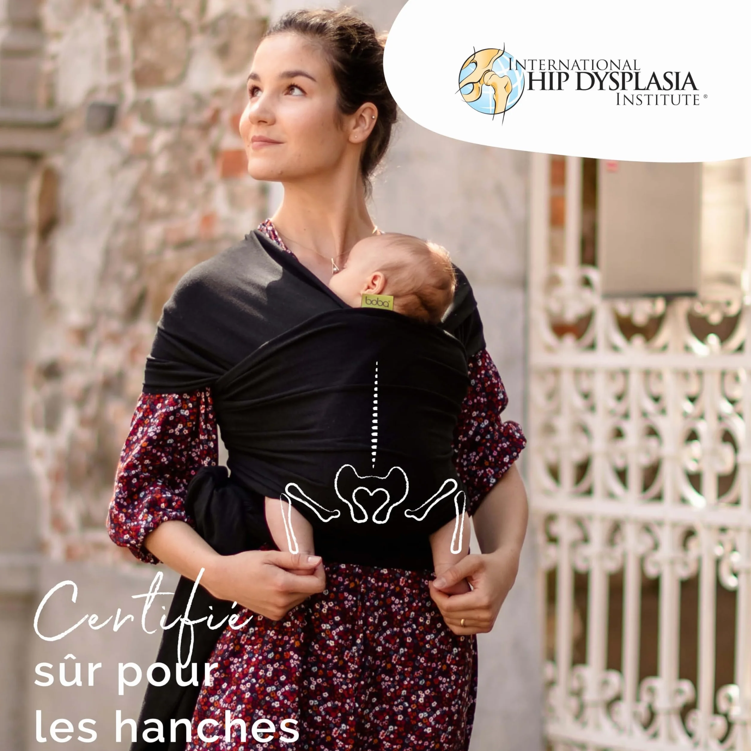 Boba Wrap Écharpe de Portage Originale Noire pour Bébés Jusqu'à 16 kg
