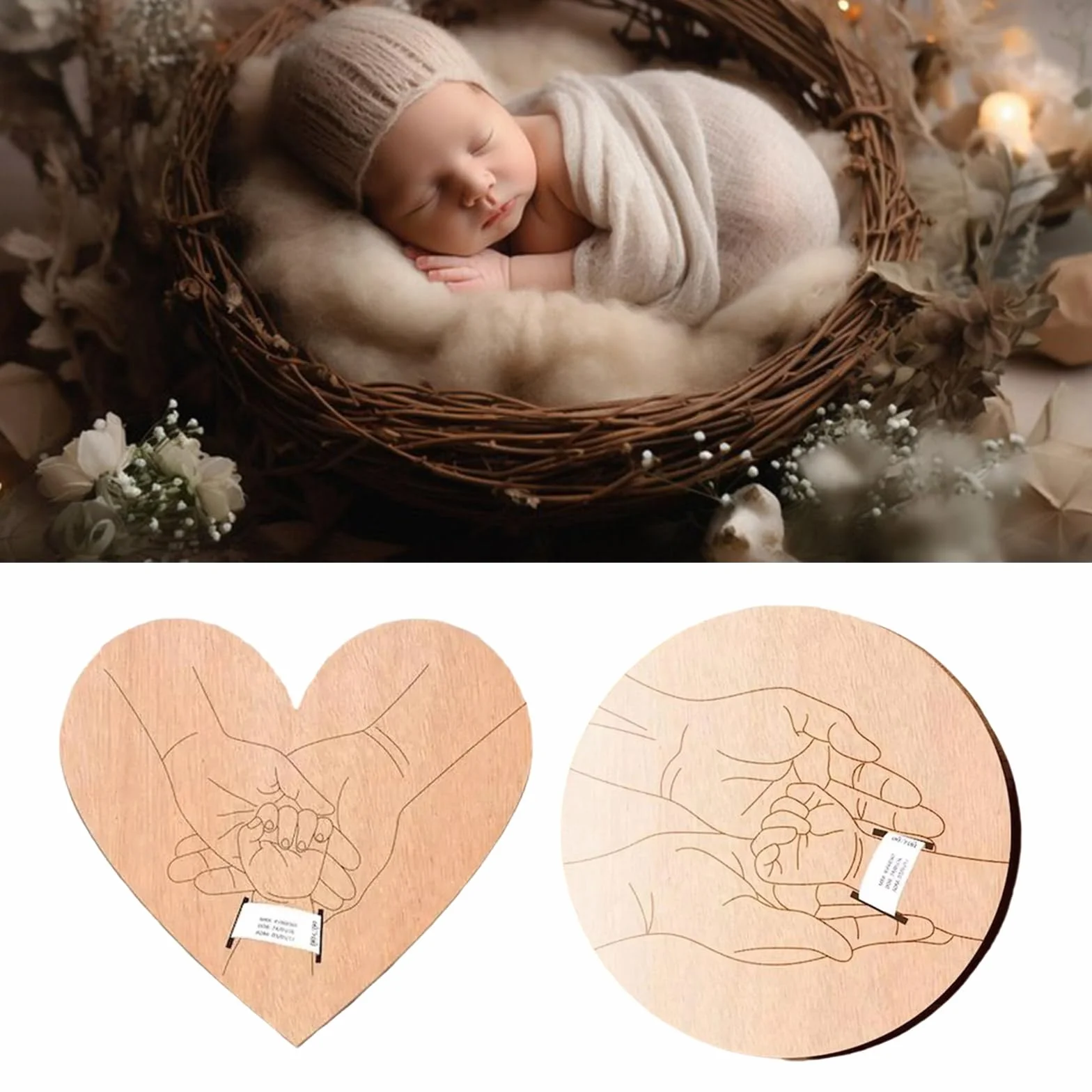 Bracelet en bois pour nouveau-né - Cadeau de fête prénatale - Souvenir et bracelet photo