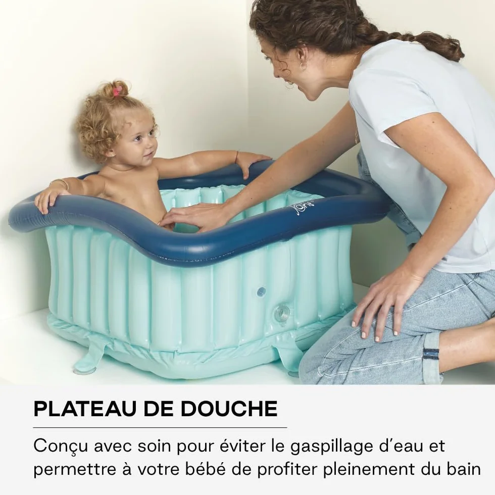 Jané Riduttore Doccia Bambino Gonfiabile 60x60 cm, 70L, Vaschetta Portatile, Pompa Inclusa, Blu
