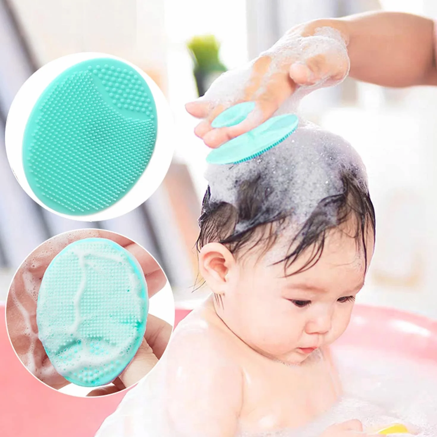 Brosse cheveux bébé en bois poils de chèvre doux pour nouveau-né garçons filles vert