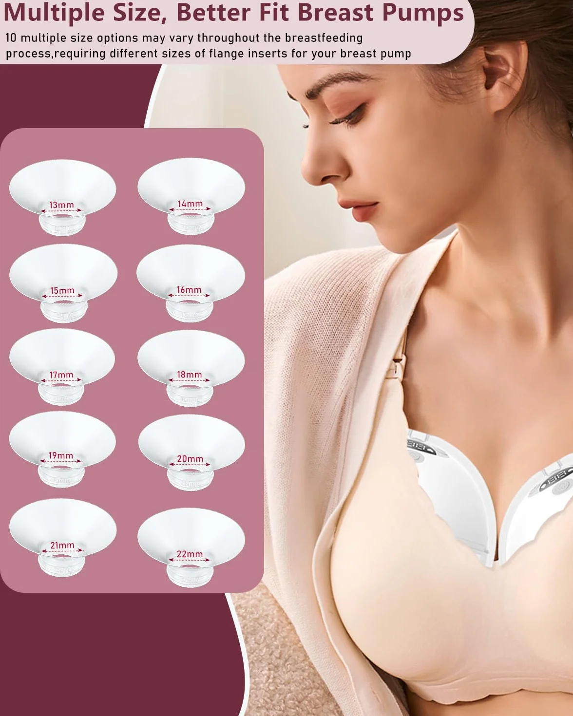 Momcozy Insert d'embout 14 mm 2 pièces compatible Spectra Medela Elvie tire-lait