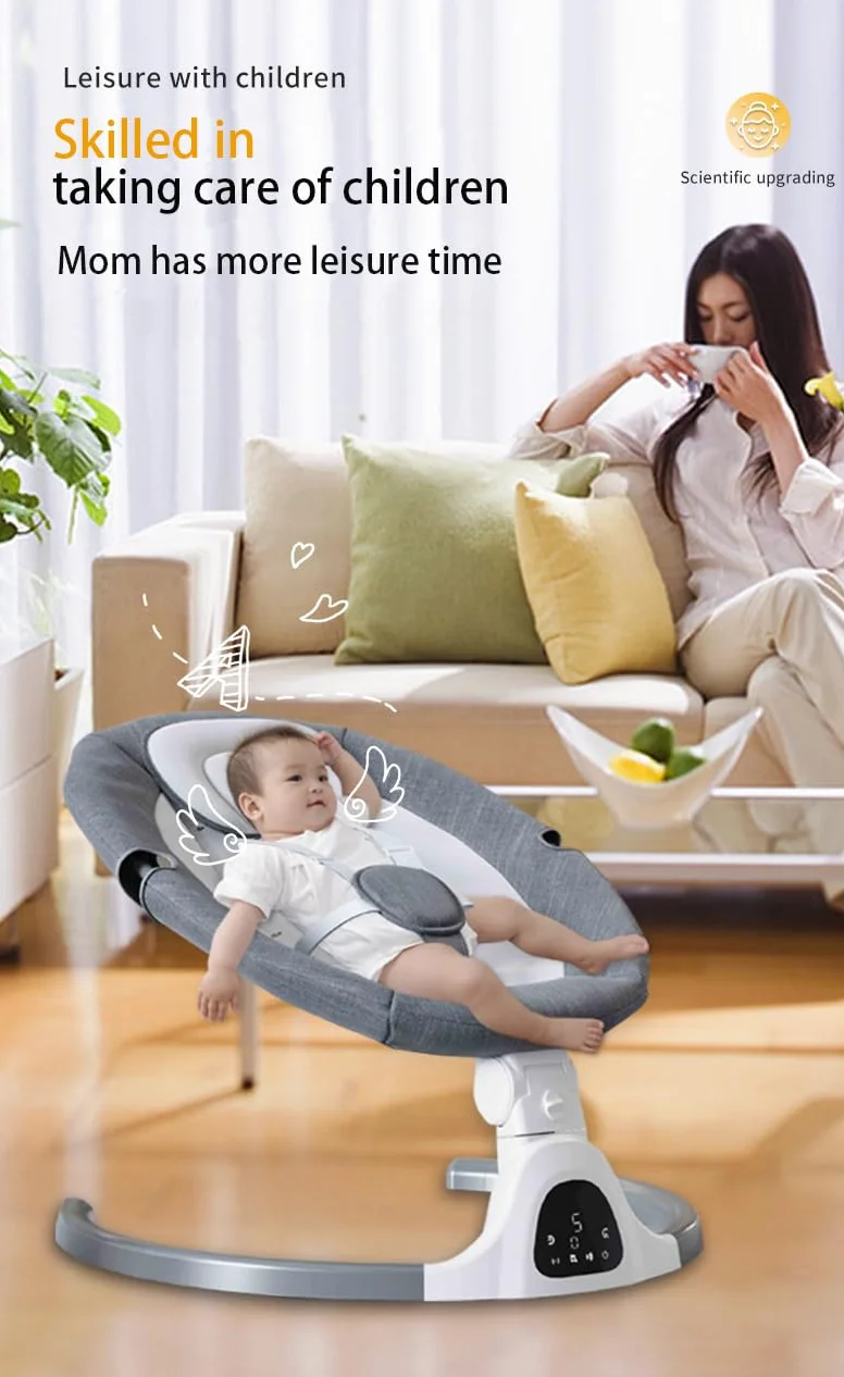 GLOKID Transat balancelle pliable jusqu'à 9 kg, télécommande Bluetooth, harnais 5 points, pare-soleil, moustiquaire (Rose)