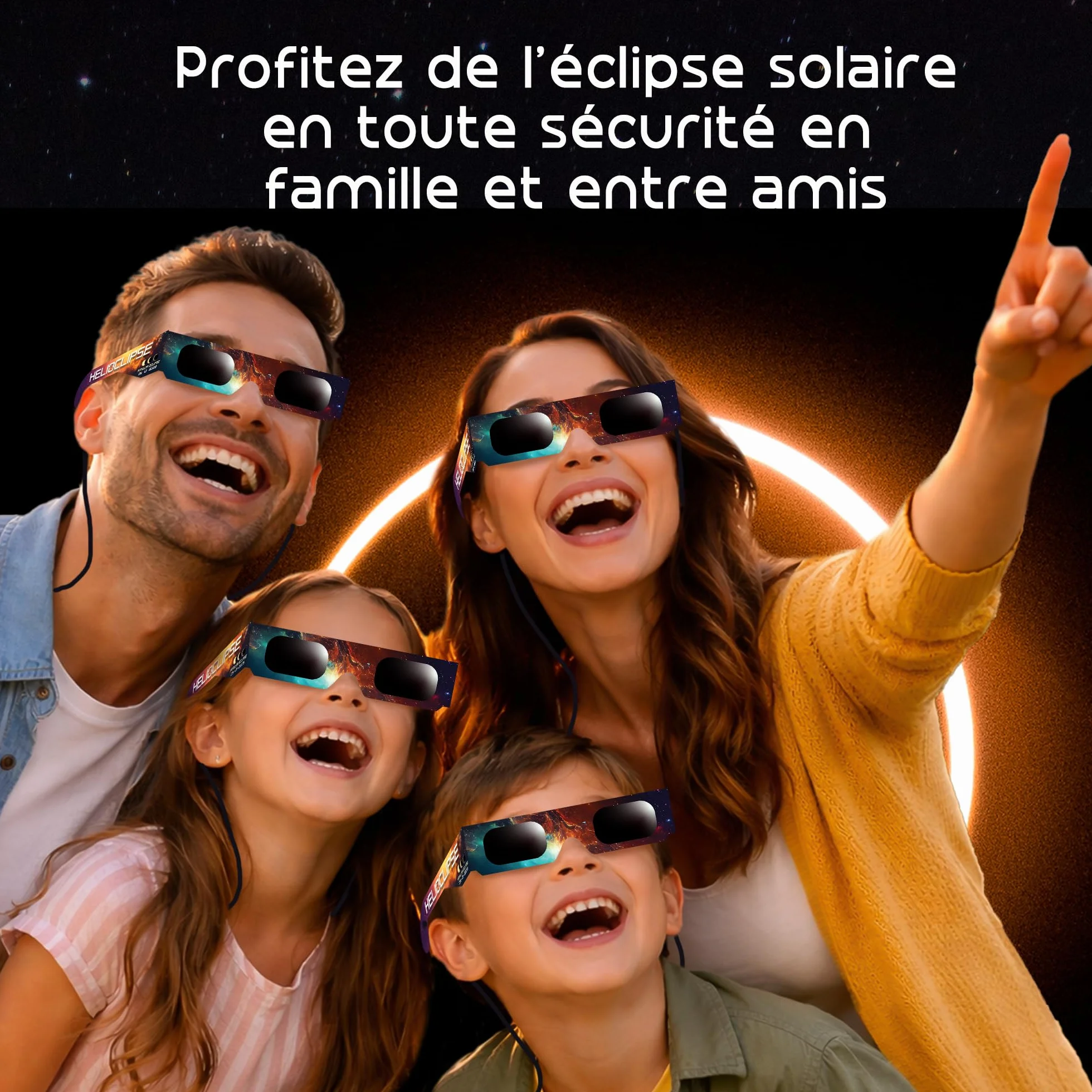 Helioclipse Lot de 6 lunettes pour éclipse solaire avec filtre pour téléphone